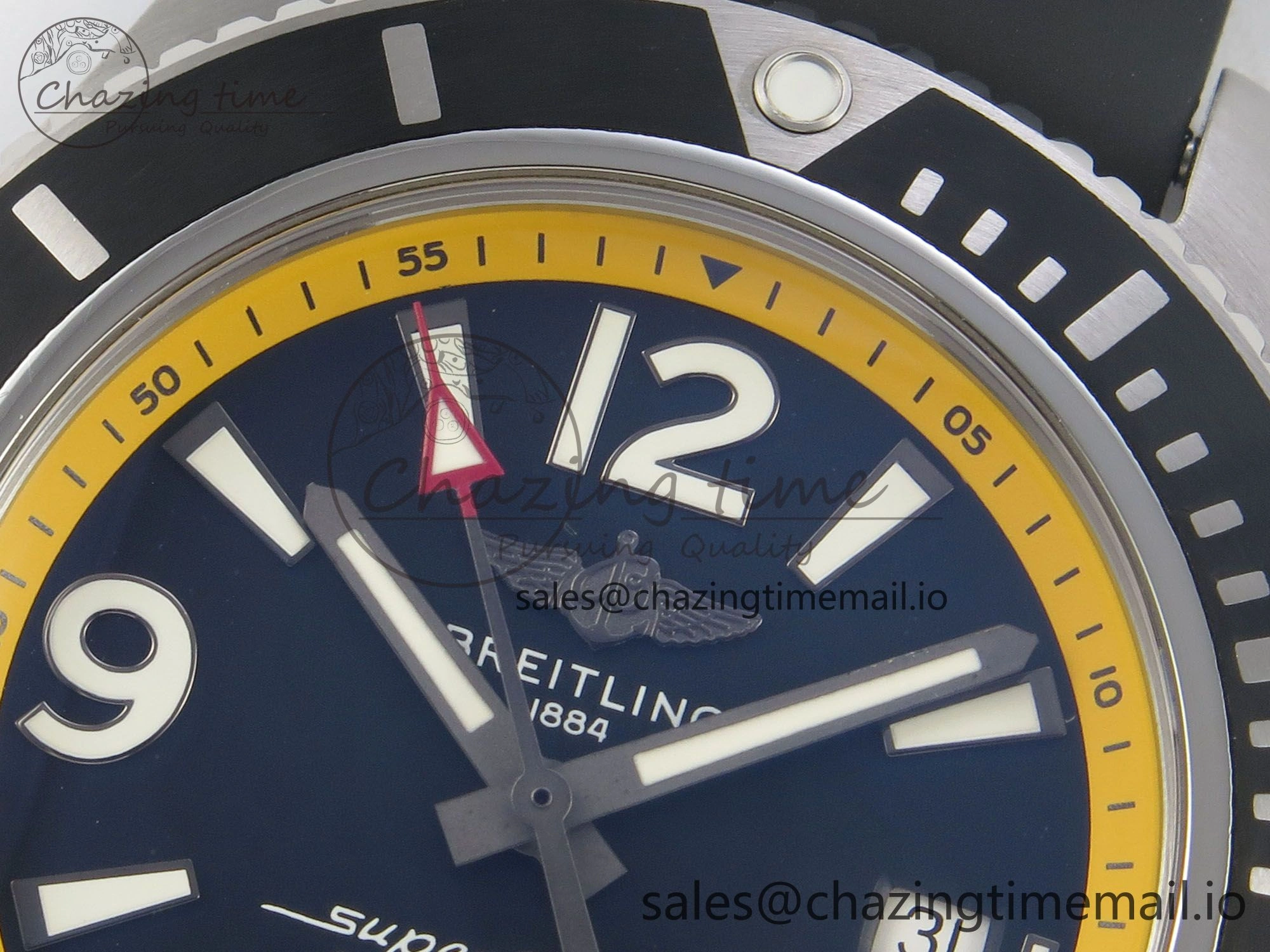 Superocean 46mm SS TF 1:1 Best Edition Black Yellow Dial Black Bezel on Black Rubber Strap A2824 V2