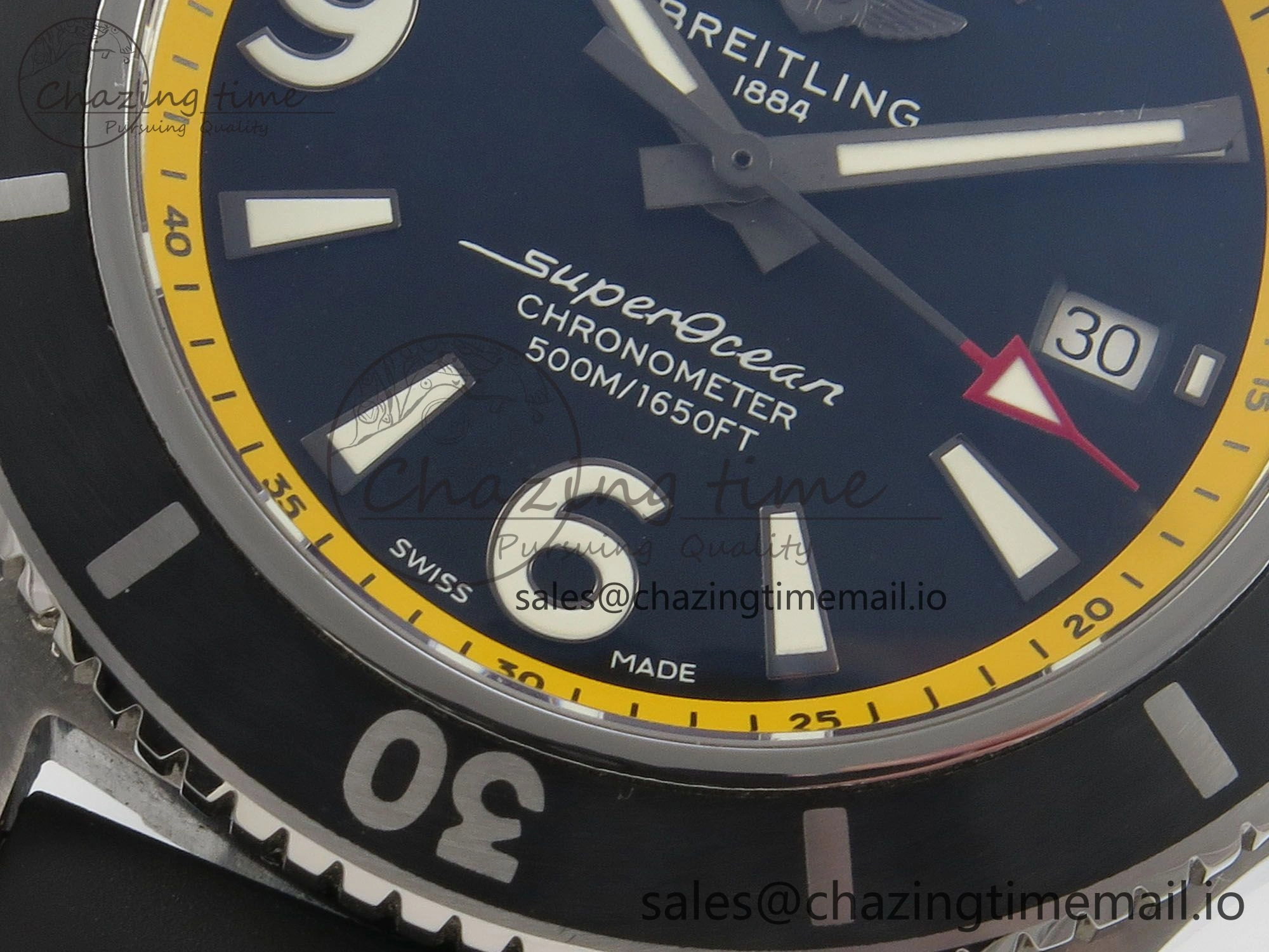 Superocean 46mm SS TF 1:1 Best Edition Black Yellow Dial Black Bezel on Black Rubber Strap A2824 V2