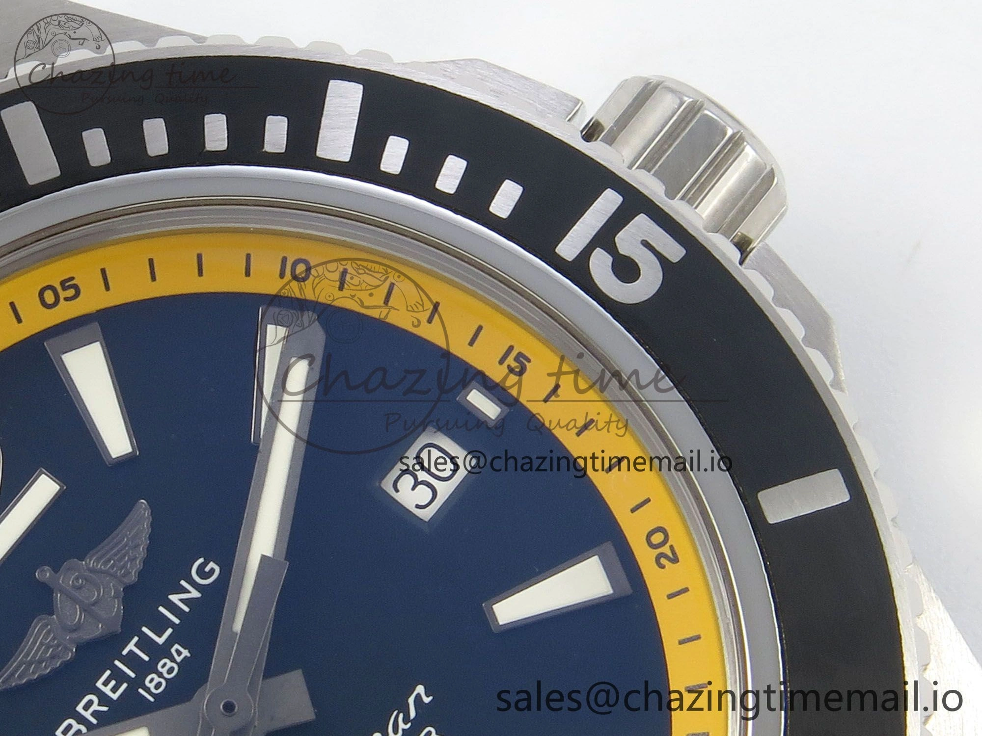 Superocean 46mm SS TF 1:1 Best Edition Black Yellow Dial Black Bezel on Black Rubber Strap A2824 V2