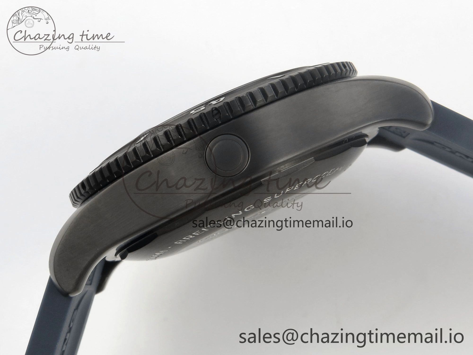 Superocean 46mm SS TF 1:1 Best Edition Blue Dial Black Bezel on Blue Rubber Strap A2824 V2