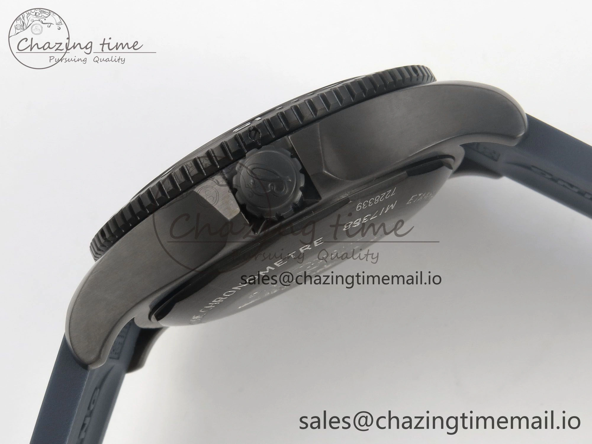 Superocean 46mm SS TF 1:1 Best Edition Blue Dial Black Bezel on Blue Rubber Strap A2824 V2