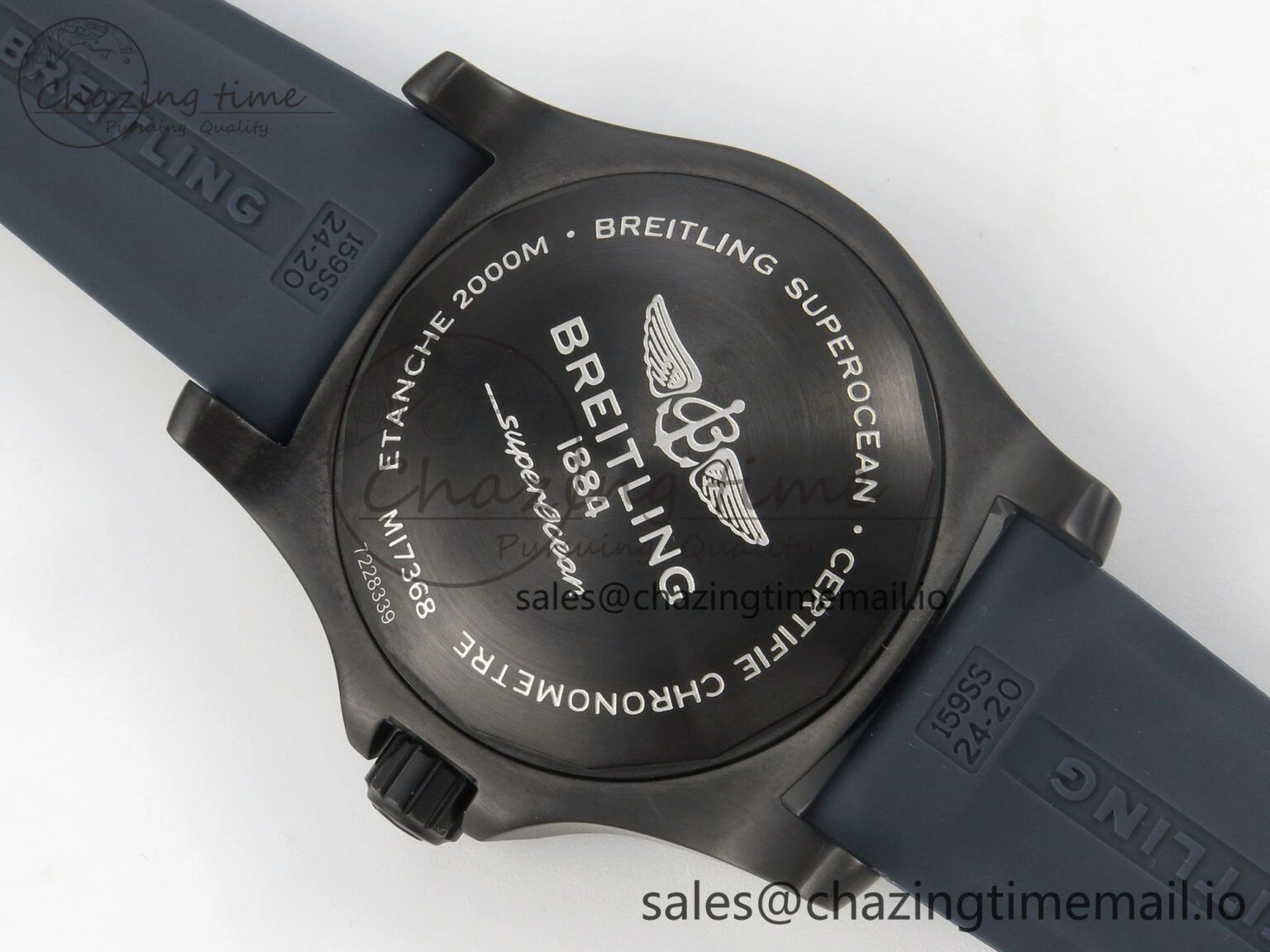 Superocean 46mm SS TF 1:1 Best Edition Blue Dial Black Bezel on Blue Rubber Strap A2824 V2