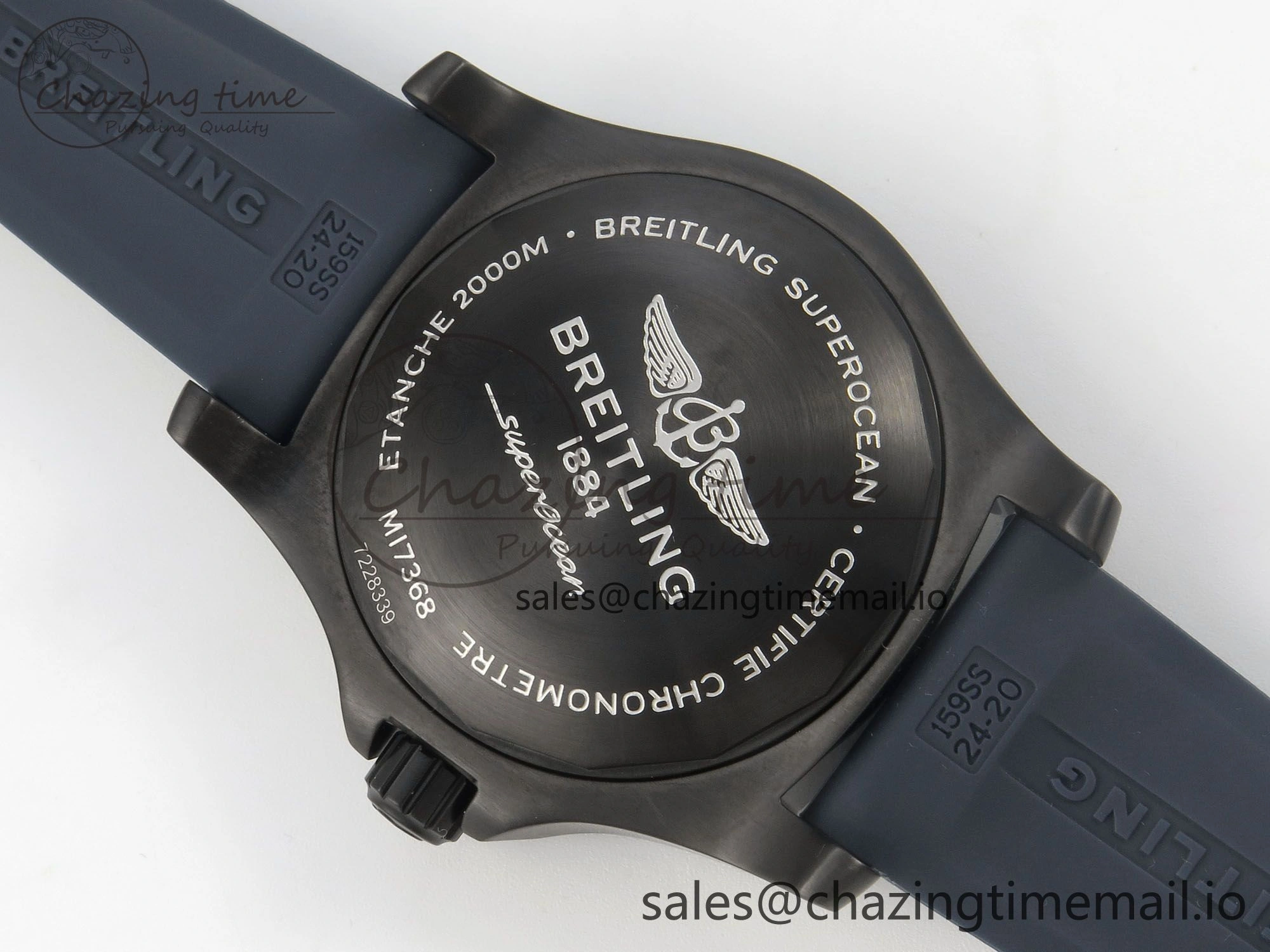 Superocean 46mm SS TF 1:1 Best Edition Blue Dial Black Bezel on Blue Rubber Strap A2824 V2