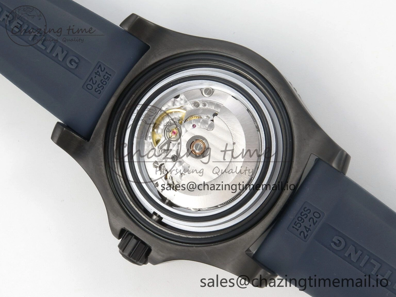Superocean 46mm SS TF 1:1 Best Edition Blue Dial Black Bezel on Blue Rubber Strap A2824 V2