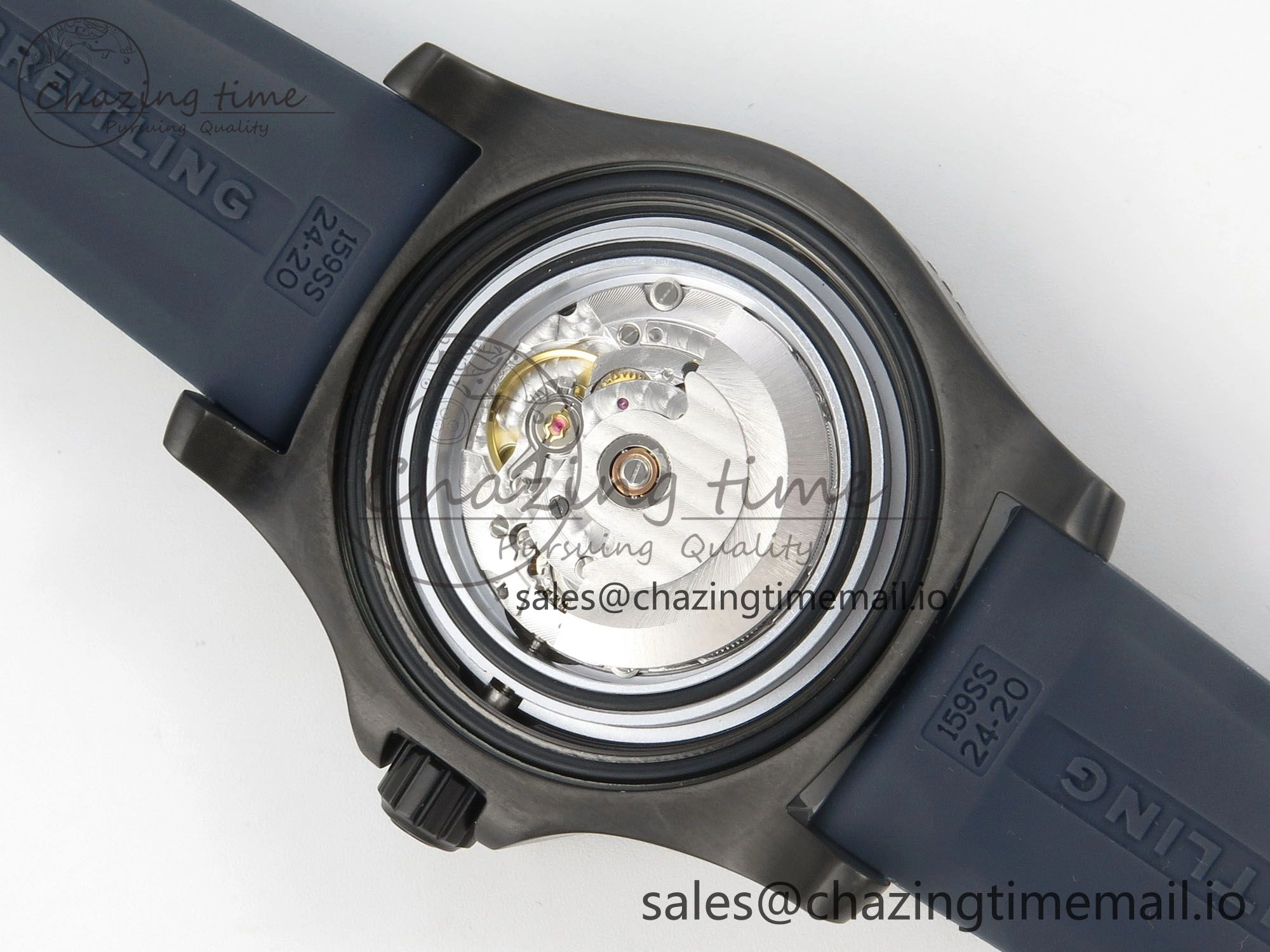 Superocean 46mm SS TF 1:1 Best Edition Blue Dial Black Bezel on Blue Rubber Strap A2824 V2