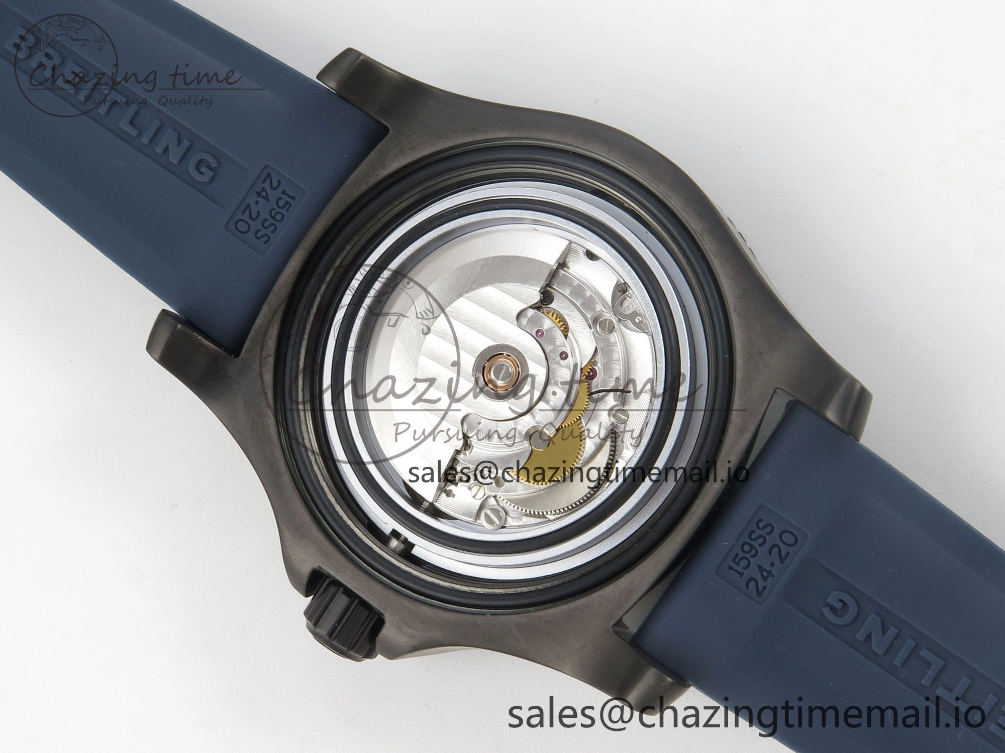 Superocean 46mm SS TF 1:1 Best Edition Blue Dial Black Bezel on Blue Rubber Strap A2824 V2