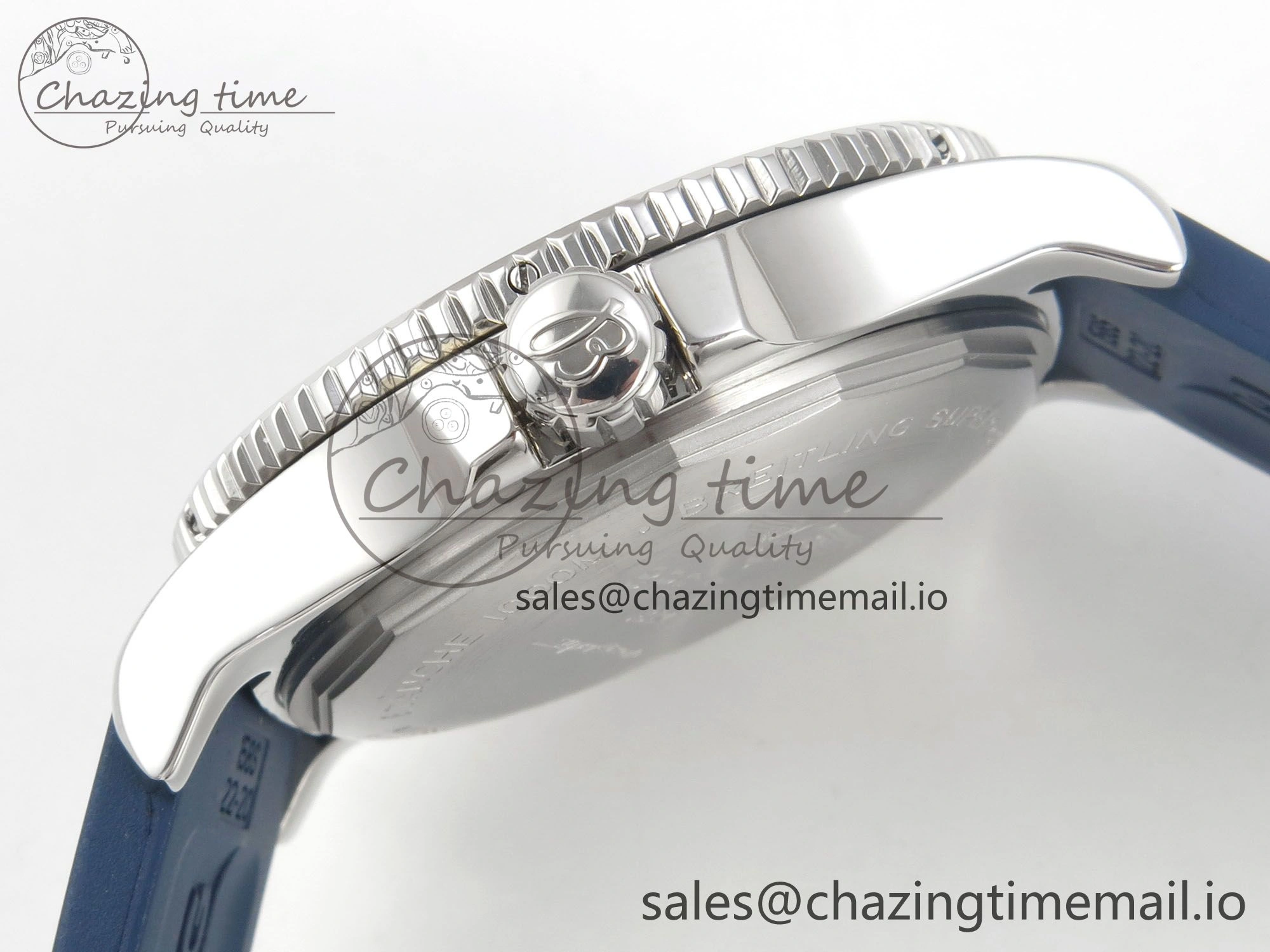 Superocean 46mm SS TF 1:1 Best Edition Blue Dial Blue Bezel on Blue Rubber Strap A2824 V2