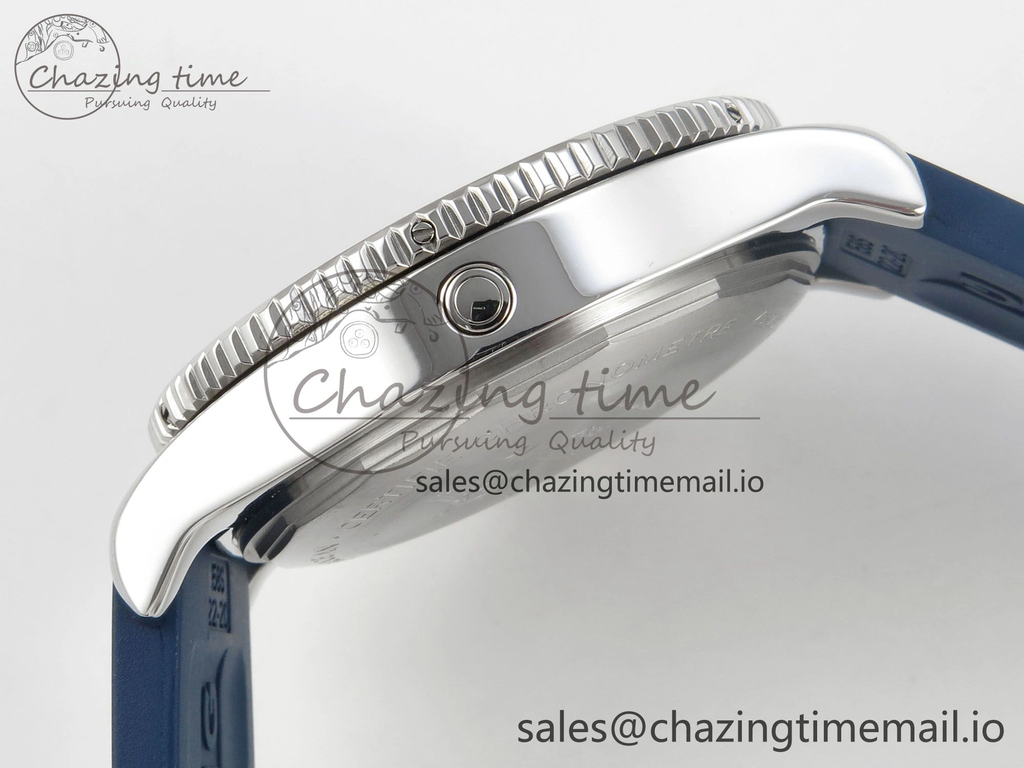 Superocean 46mm SS TF 1:1 Best Edition Blue Dial Blue Bezel on Blue Rubber Strap A2824 V2