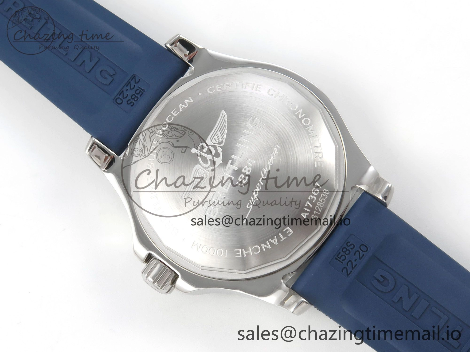 Superocean 46mm SS TF 1:1 Best Edition Blue Dial Blue Bezel on Blue Rubber Strap A2824 V2