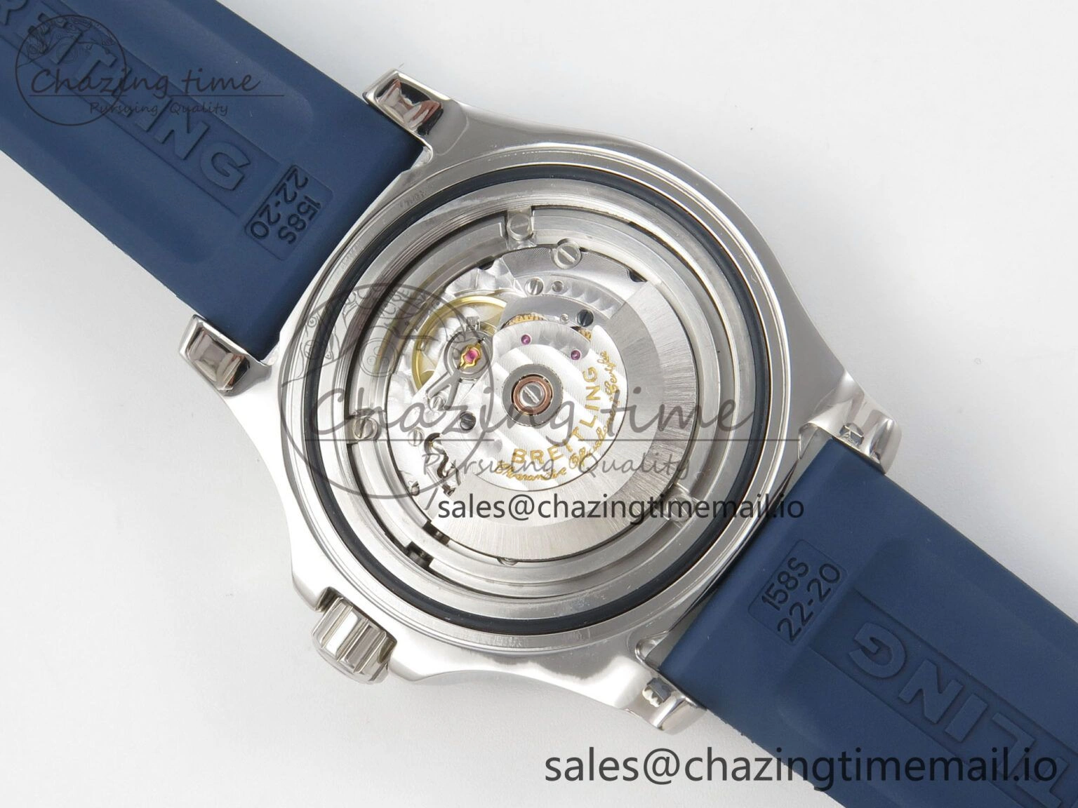 Superocean 46mm SS TF 1:1 Best Edition Blue Dial Blue Bezel on Blue Rubber Strap A2824 V2