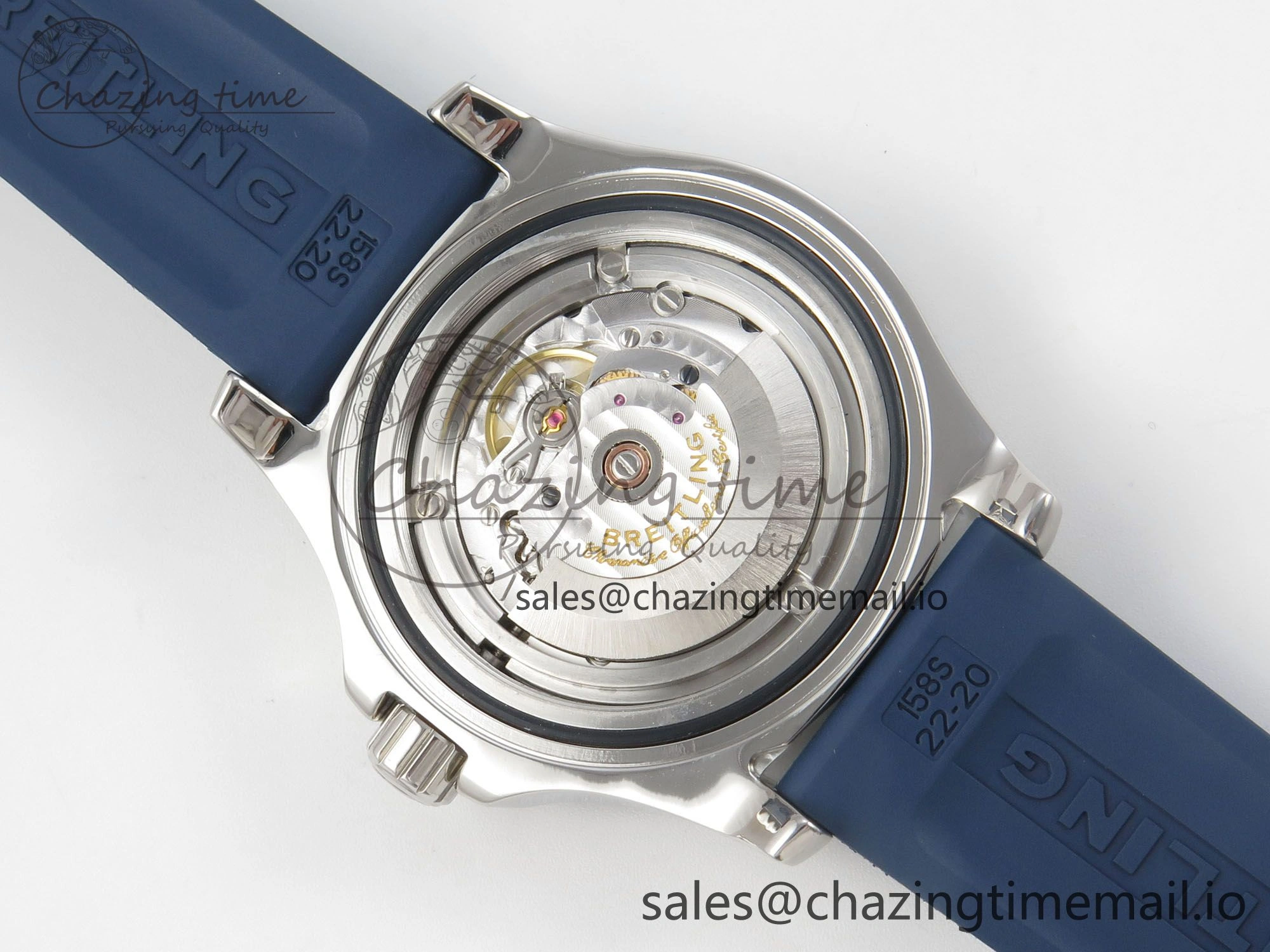 Superocean 46mm SS TF 1:1 Best Edition Blue Dial Blue Bezel on Blue Rubber Strap A2824 V2