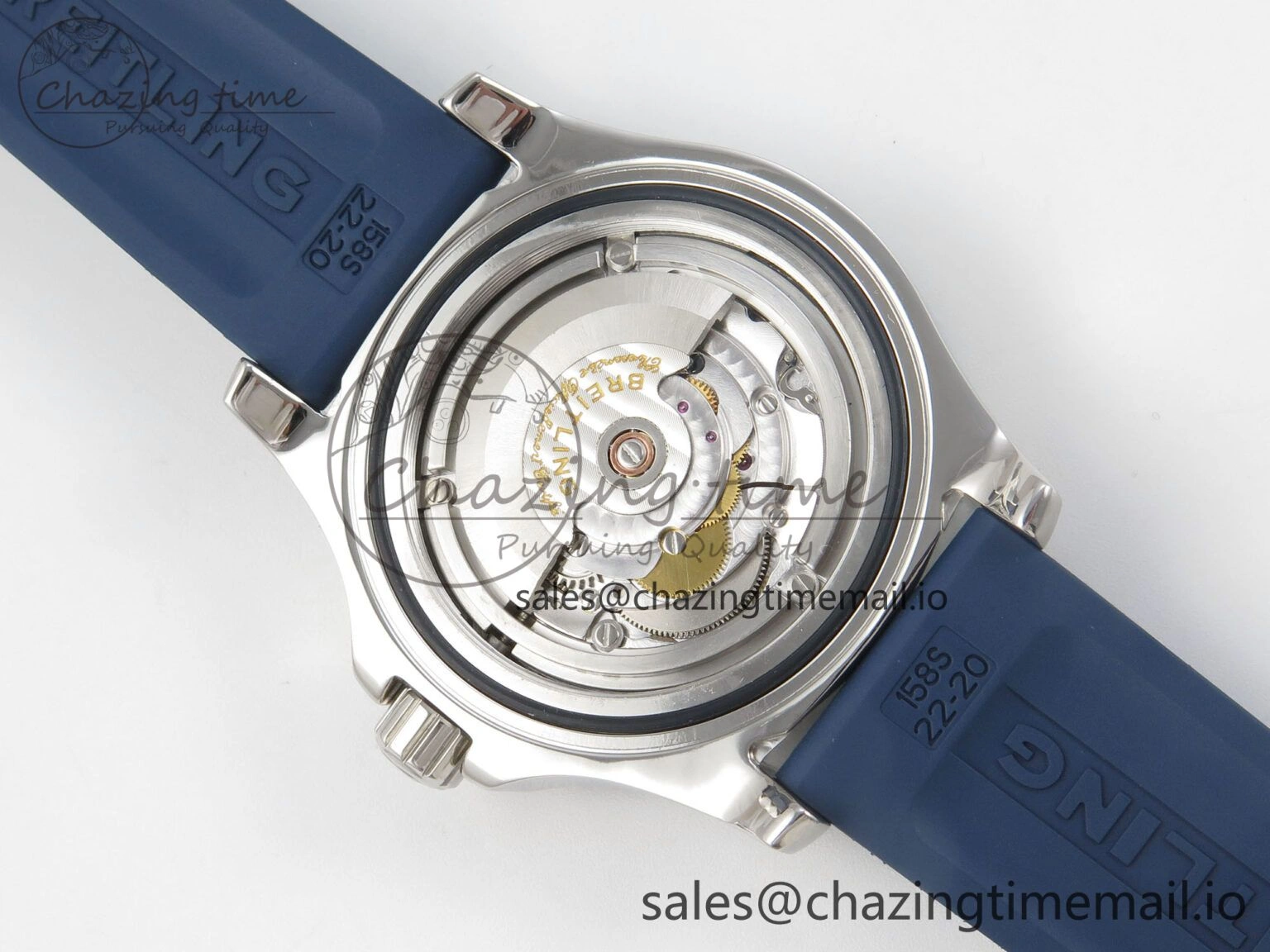 Superocean 46mm SS TF 1:1 Best Edition Blue Dial Blue Bezel on Blue Rubber Strap A2824 V2