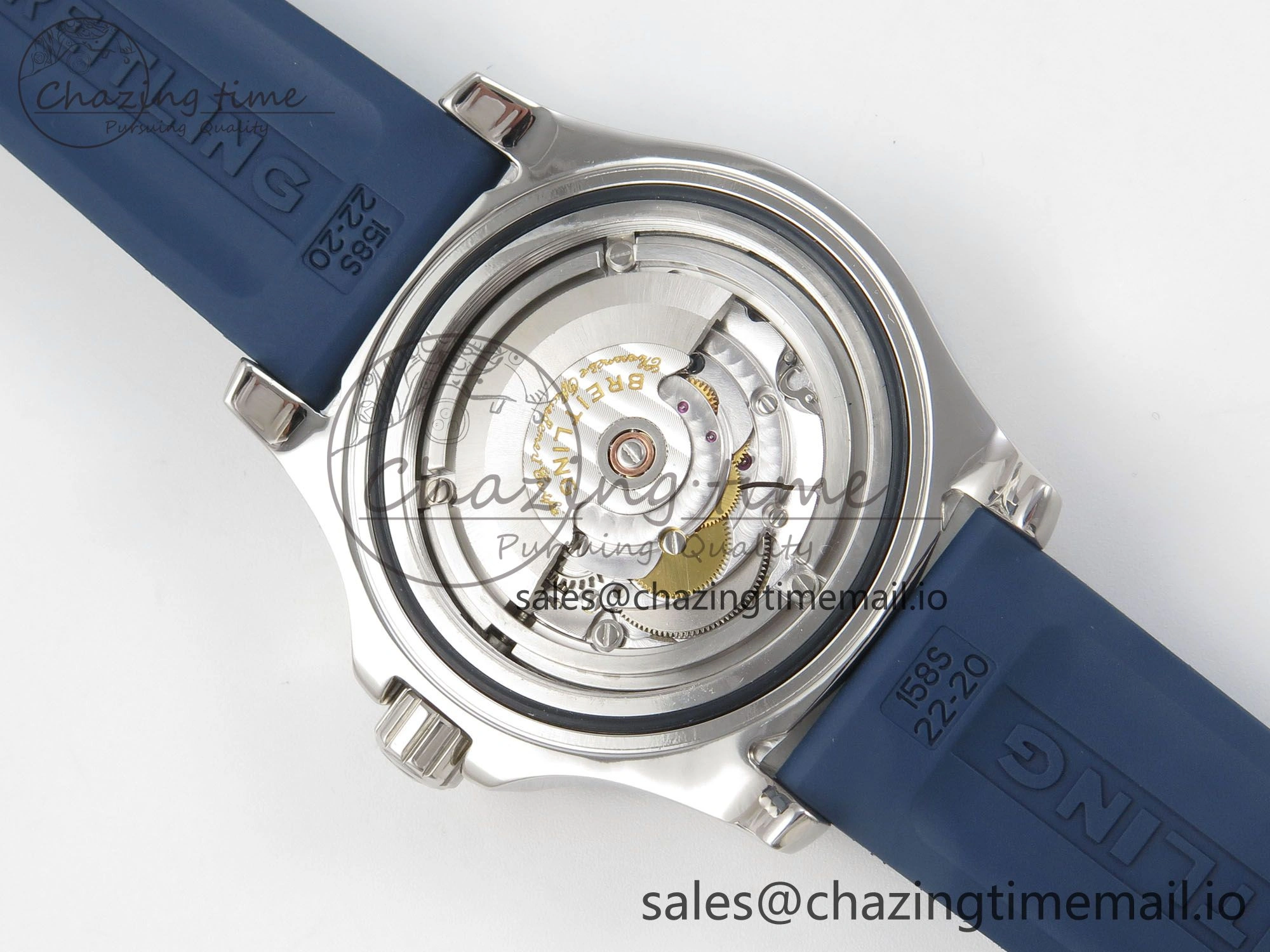 Superocean 46mm SS TF 1:1 Best Edition Blue Dial Blue Bezel on Blue Rubber Strap A2824 V2