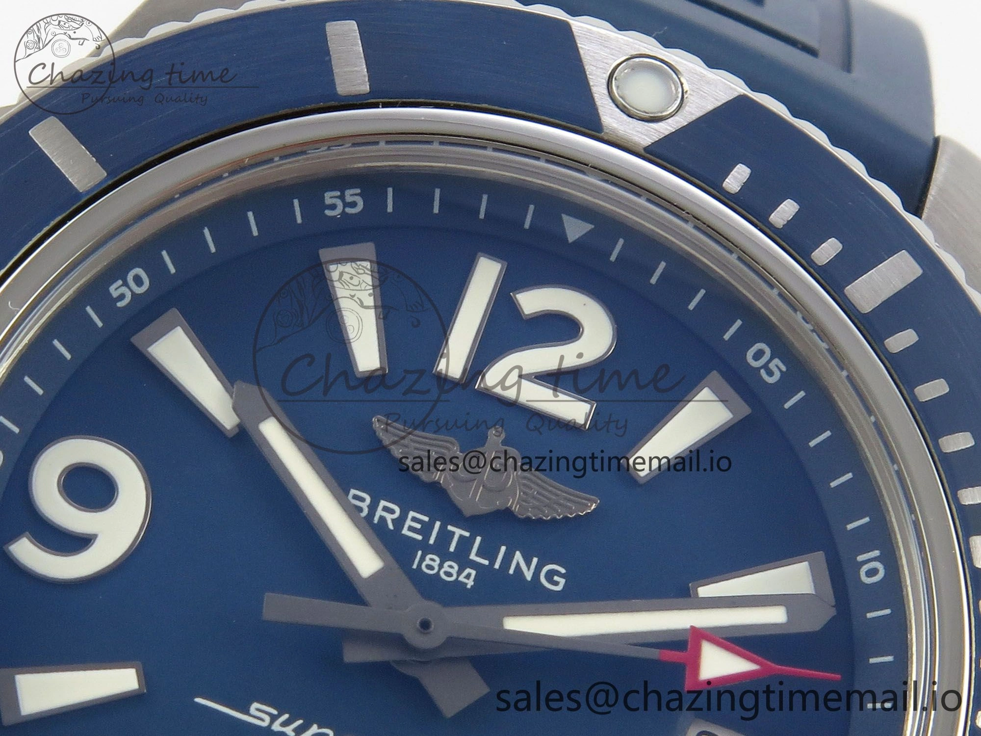 Superocean 46mm SS TF 1:1 Best Edition Blue Dial Blue Bezel on Blue Rubber Strap A2824 V2