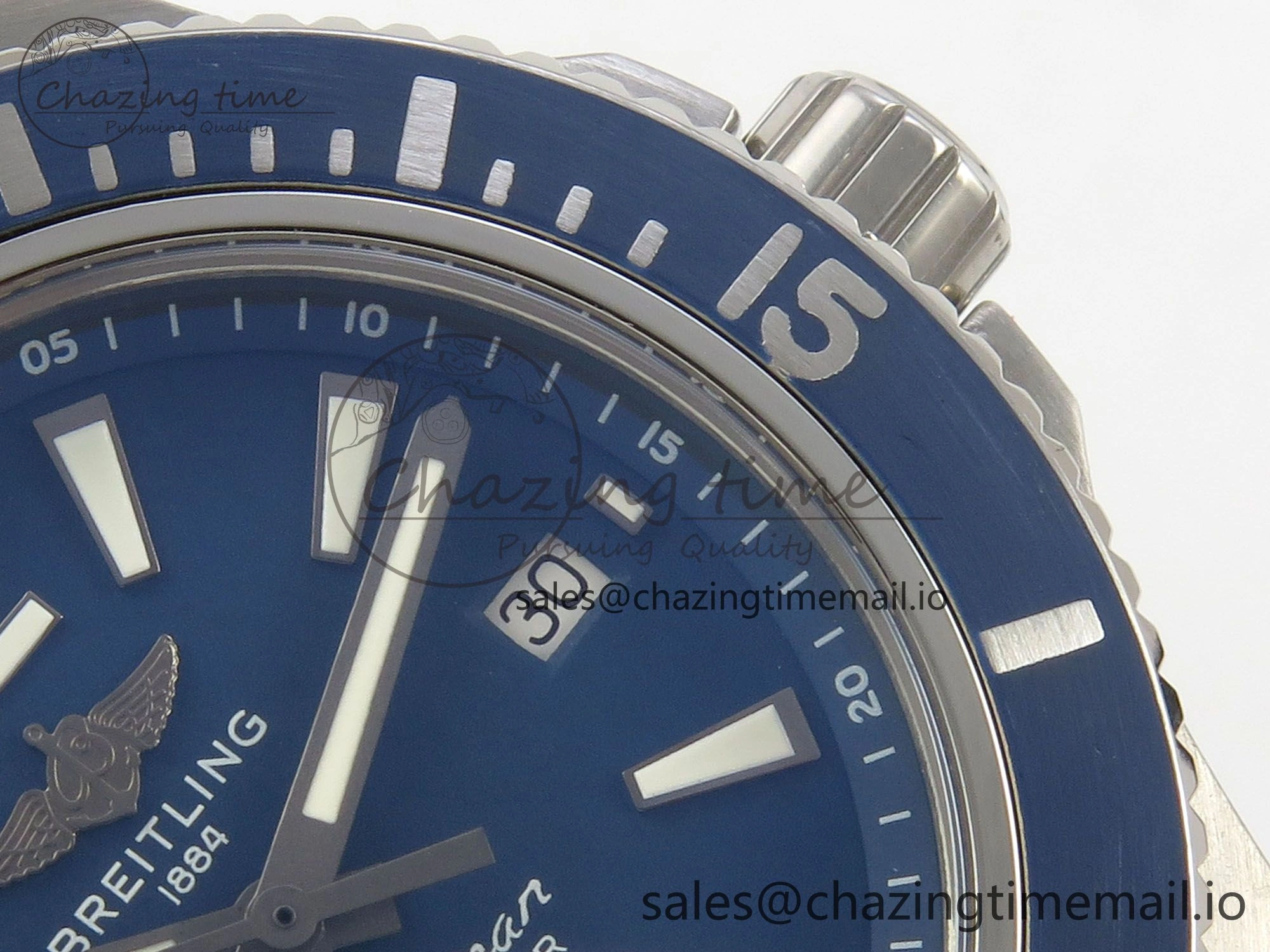Superocean 46mm SS TF 1:1 Best Edition Blue Dial Blue Bezel on Blue Rubber Strap A2824 V2