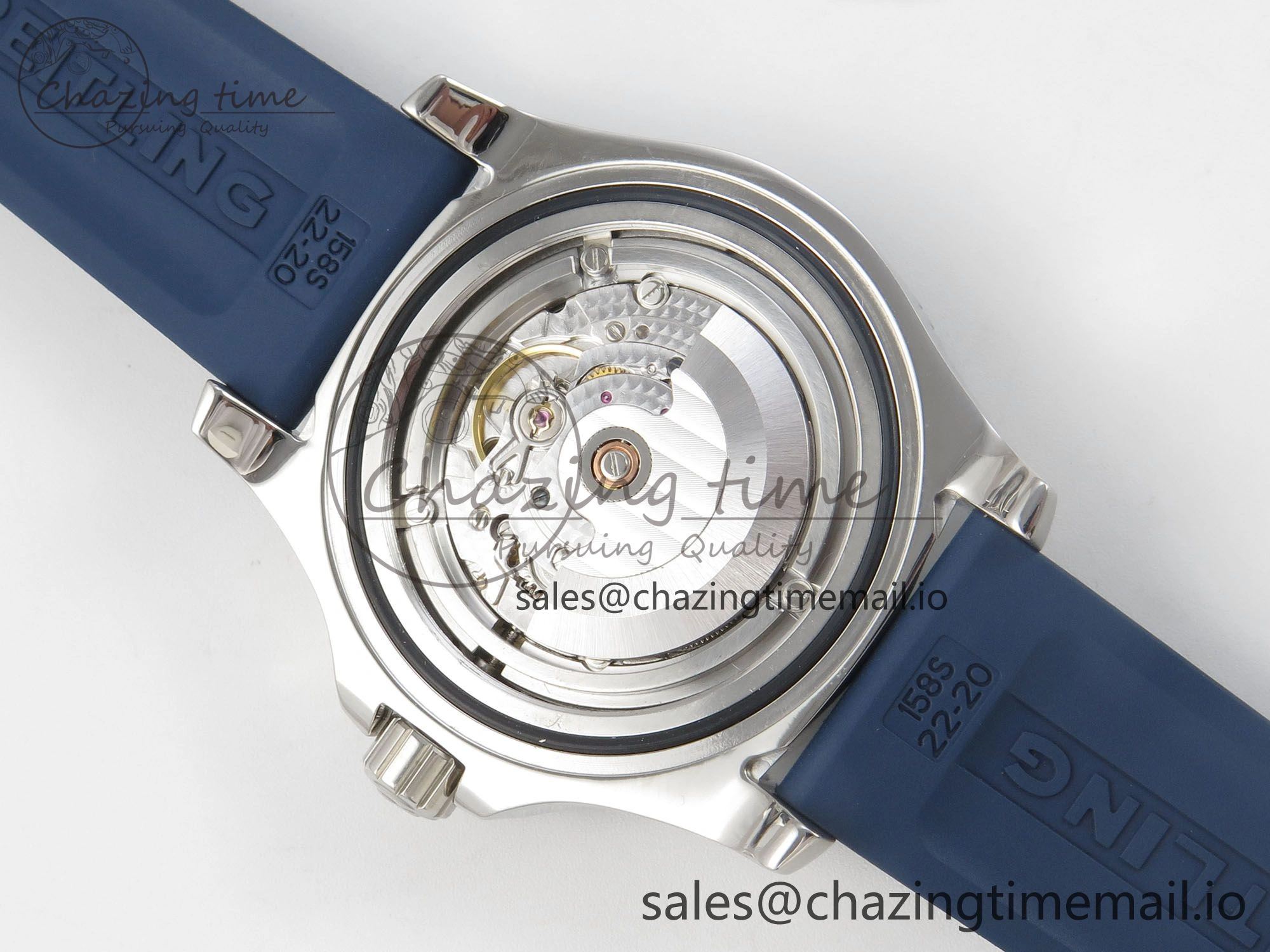 Superocean 46mm SS TF 1:1 Best Edition White Dial Blue Bezel on Blue Rubber Strap A2824 V2