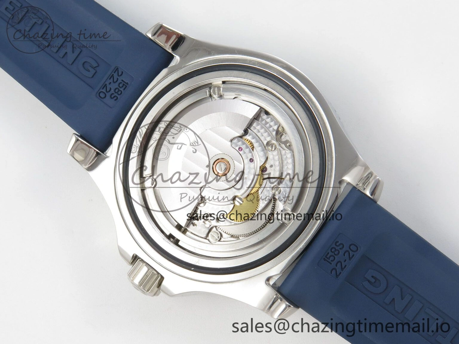 Superocean 46mm SS TF 1:1 Best Edition White Dial Blue Bezel on Blue Rubber Strap A2824 V2