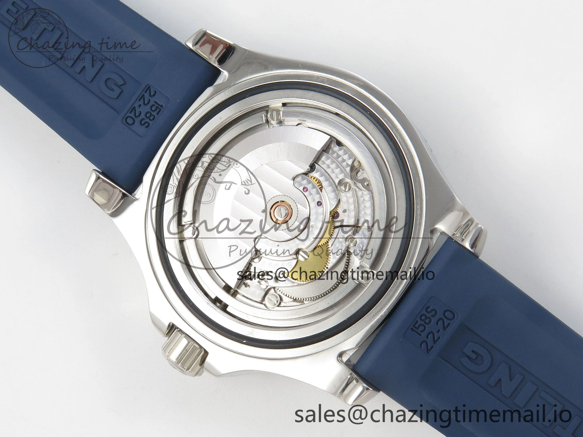 Superocean 46mm SS TF 1:1 Best Edition White Dial Blue Bezel on Blue Rubber Strap A2824 V2