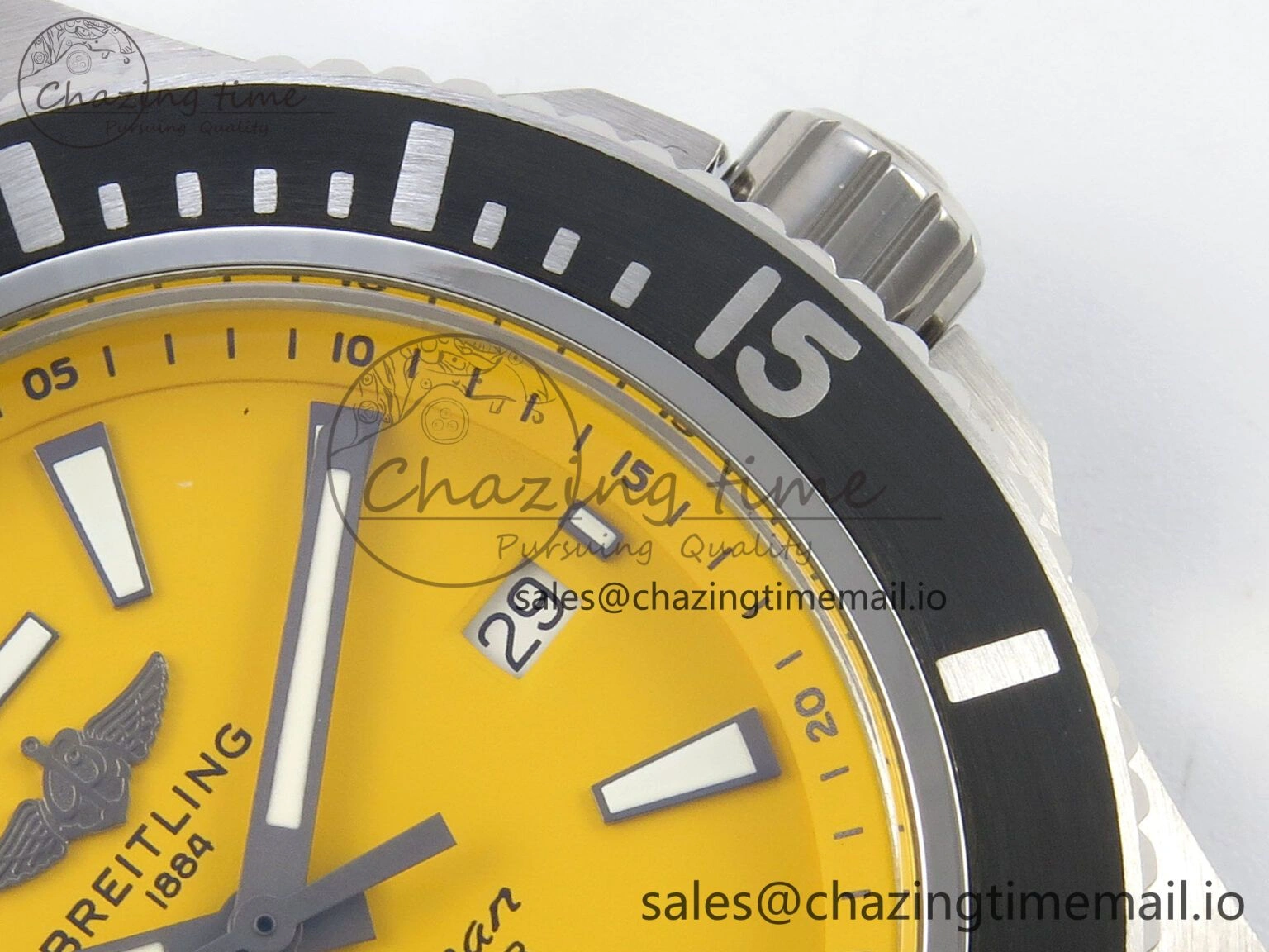 Superocean 46mm SS TF 1:1 Best Edition Yellow Dial Black Bezel on Black Rubber Strap A2824 V2