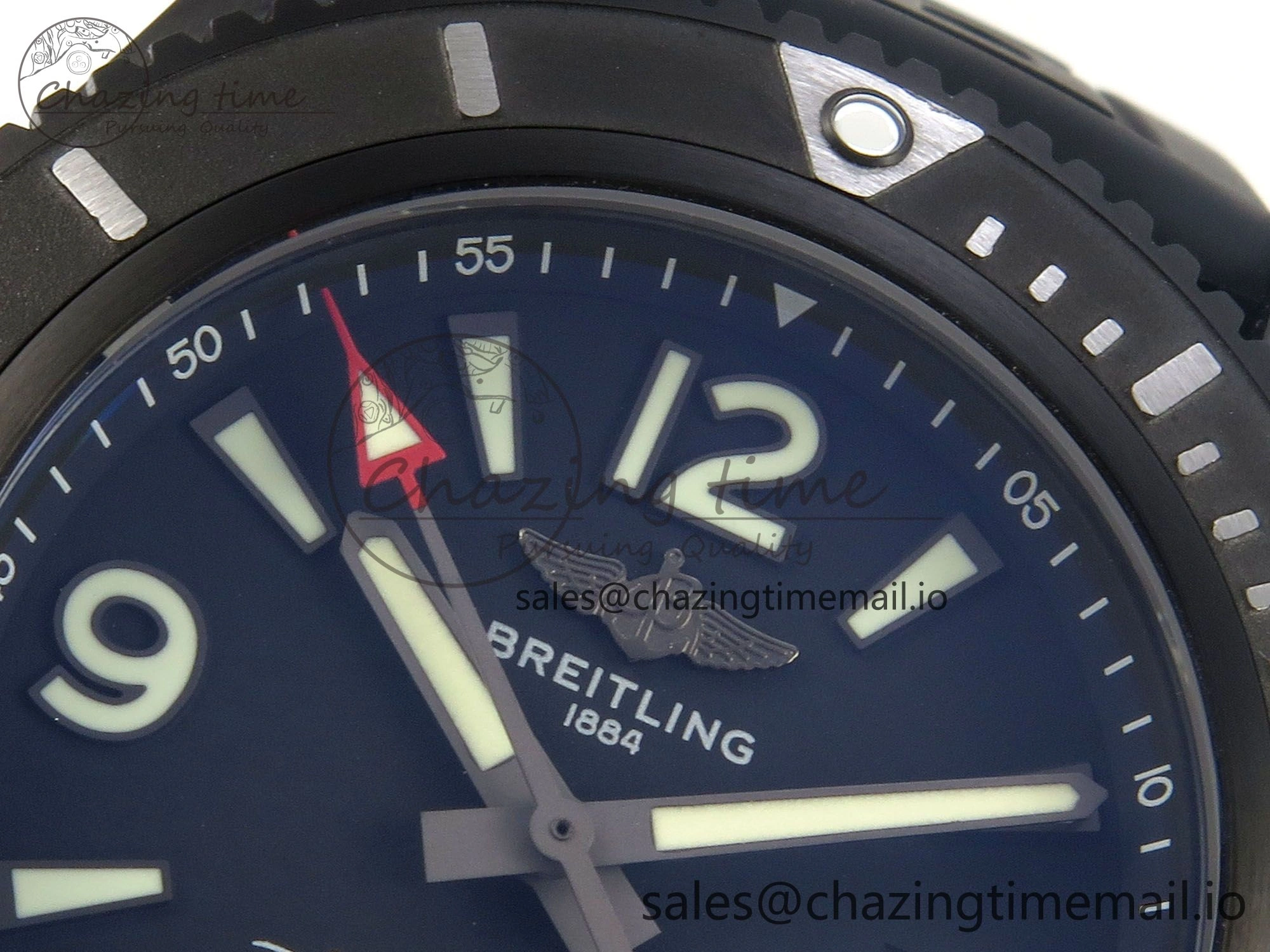 Superocean 46mm TF 1:1 Best Edition Black Dial Black Bezel on Black Rubber Strap A2824 V2