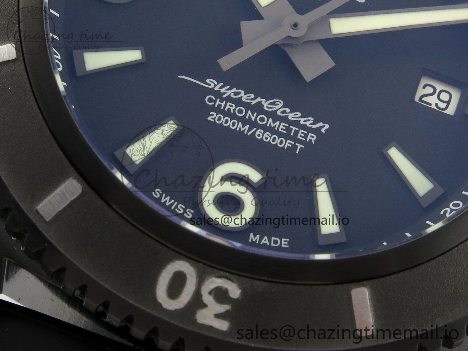 Superocean 46mm TF 1:1 Best Edition Black Dial Black Bezel on Black Rubber Strap A2824 V2