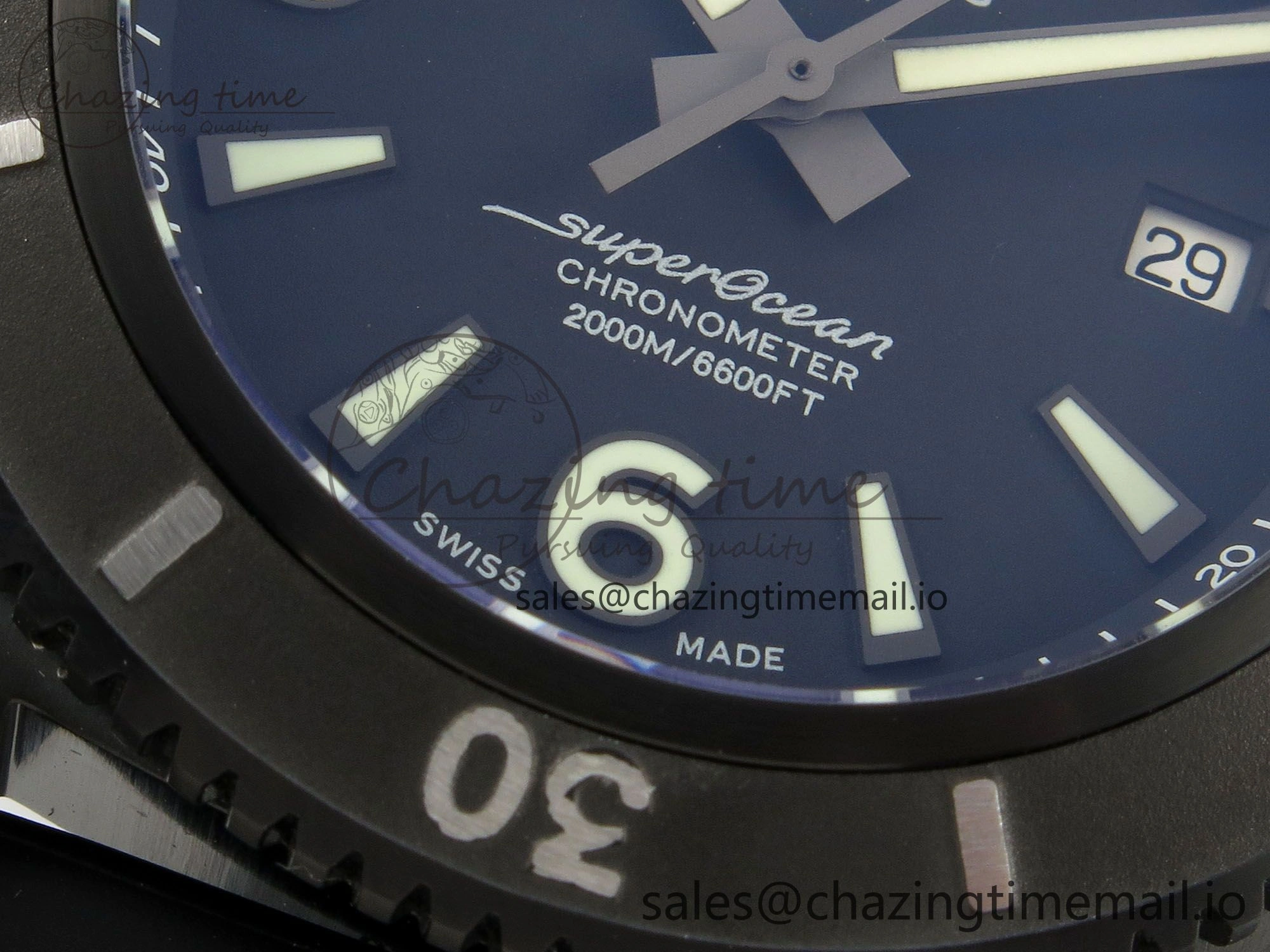 Superocean 46mm TF 1:1 Best Edition Black Dial Black Bezel on Black Rubber Strap A2824 V2