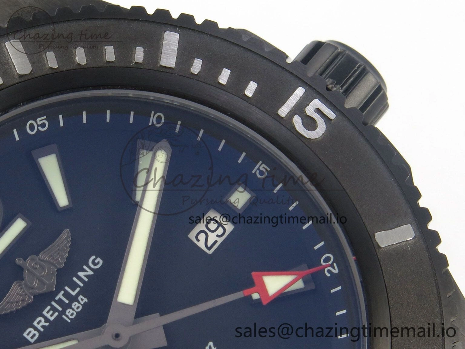 Superocean 46mm TF 1:1 Best Edition Black Dial Black Bezel on Black Rubber Strap A2824 V2
