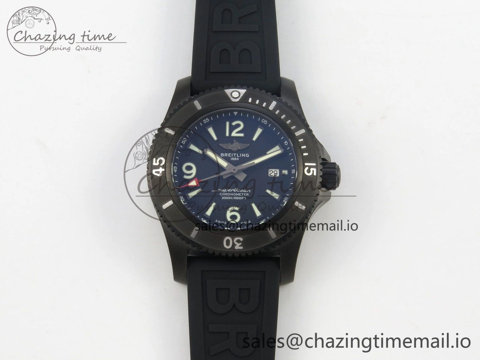 Superocean 46mm TF 1:1 Best Edition Black Dial Black Bezel on Black Rubber Strap A2824 V2