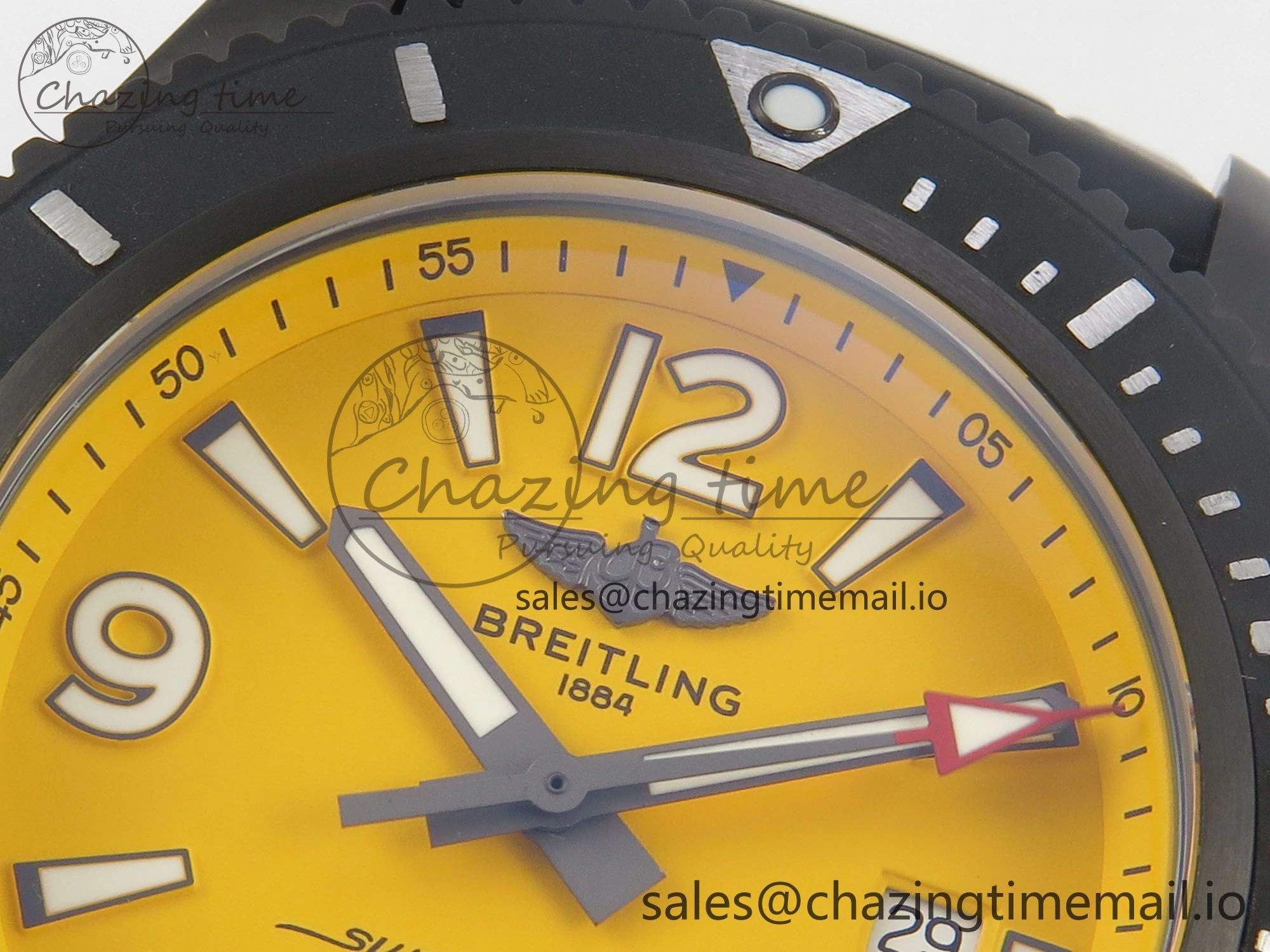 Superocean 46mm TF 1:1 Best Edition Yellow Dial Black Bezel on Black Rubber Strap A2824 V2