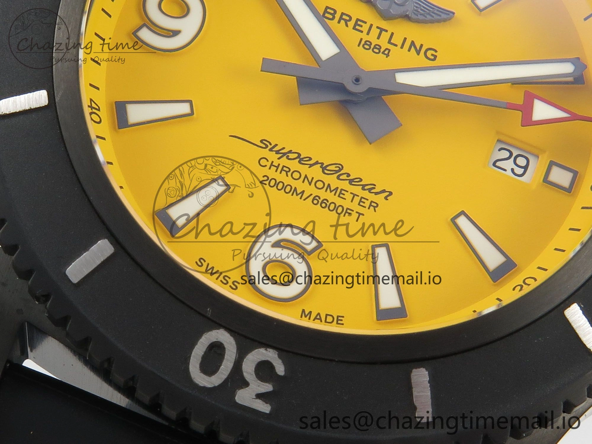Superocean 46mm TF 1:1 Best Edition Yellow Dial Black Bezel on Black Rubber Strap A2824 V2