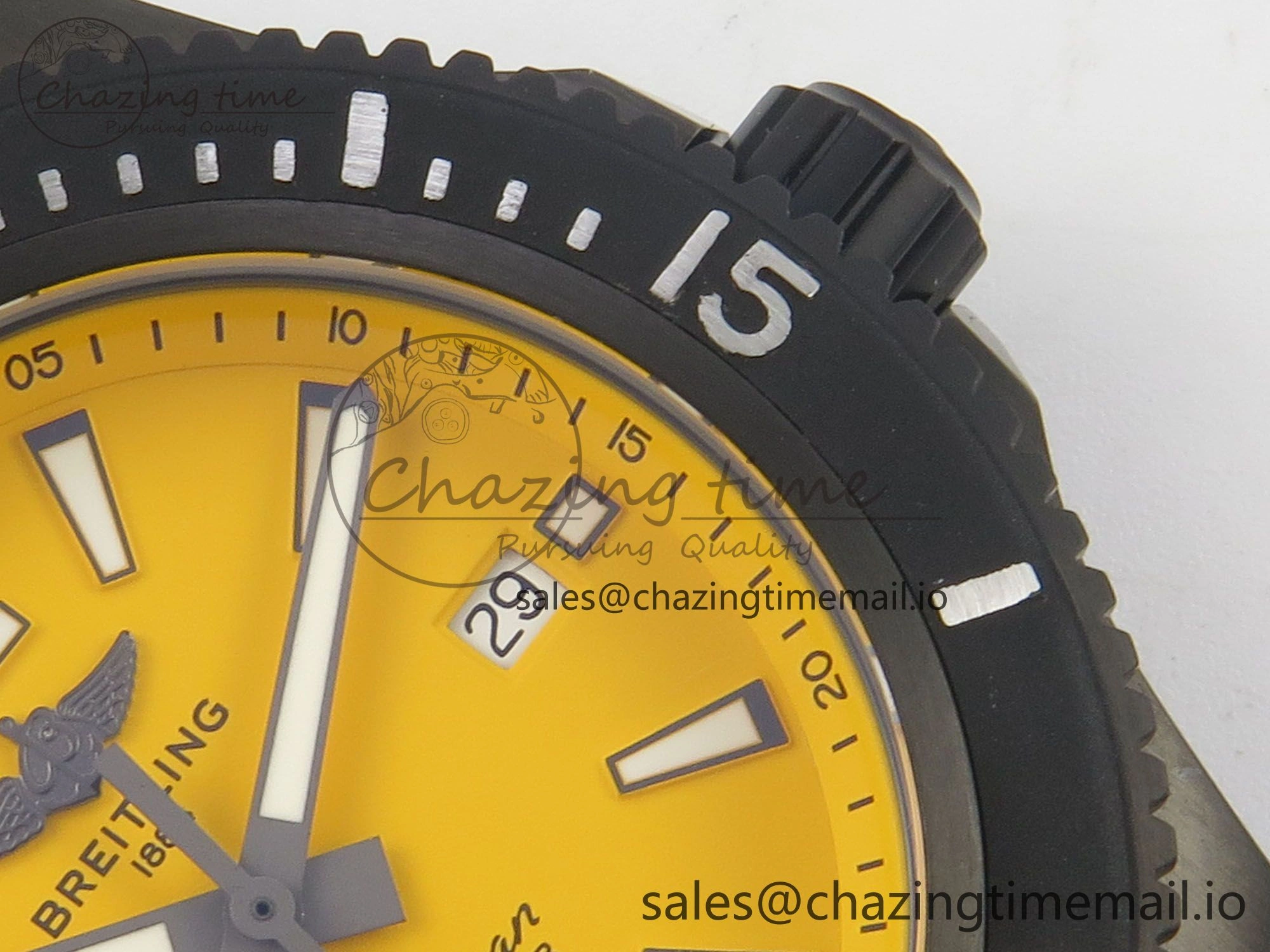 Superocean 46mm TF 1:1 Best Edition Yellow Dial Black Bezel on Black Rubber Strap A2824 V2