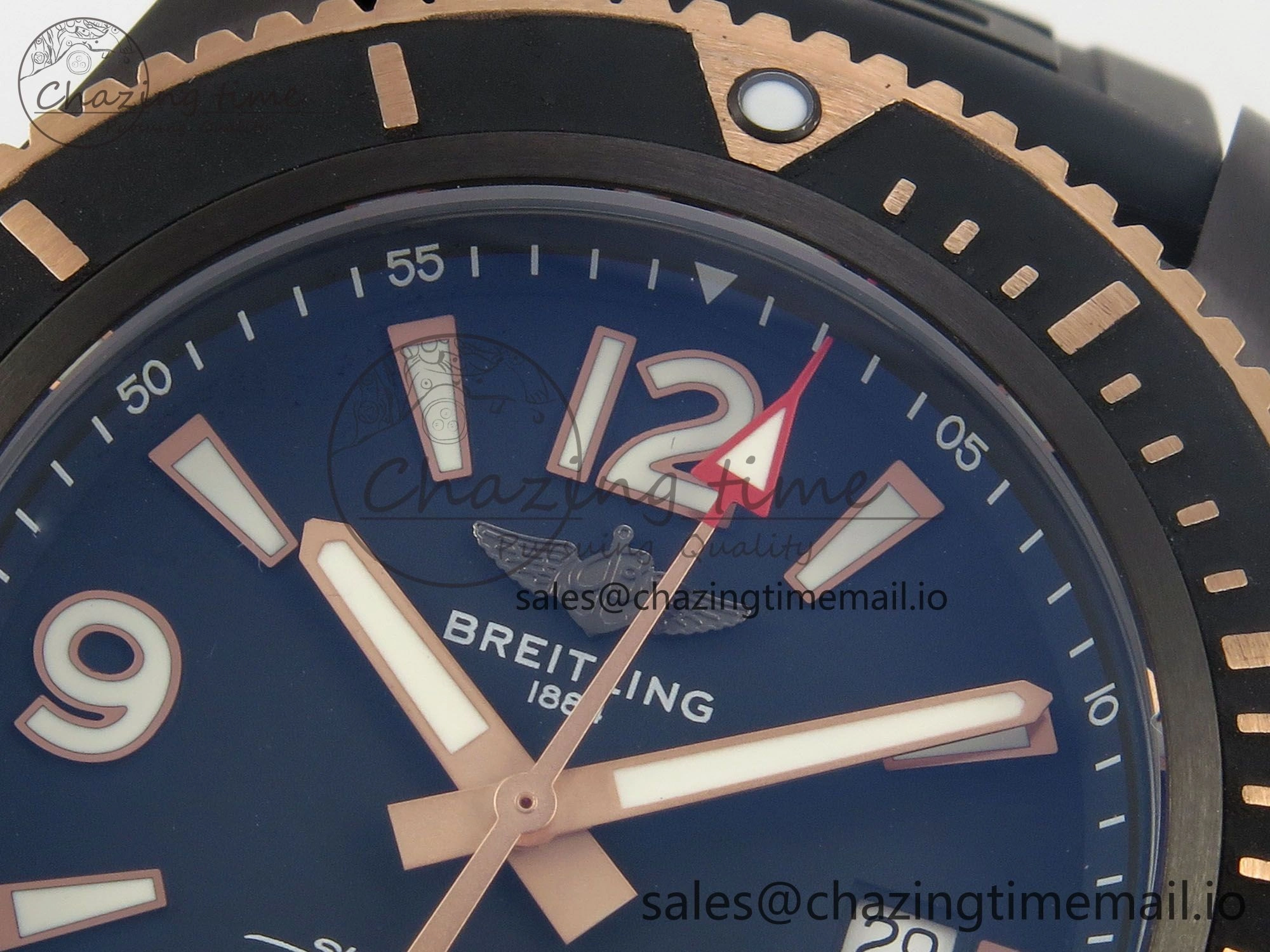 Superocean 46mm TF RG 1:1 Best Edition Black RG Dial Black Bezel on Black Rubber Strap A2824 V2