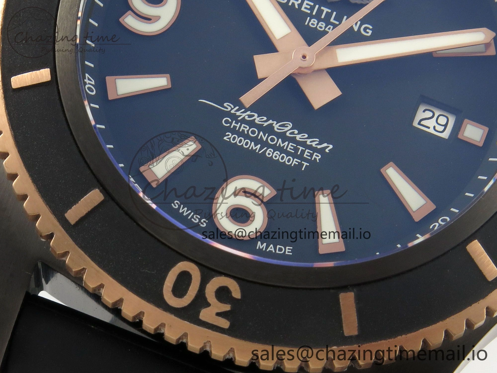 Superocean 46mm TF RG 1:1 Best Edition Black RG Dial Black Bezel on Black Rubber Strap A2824 V2