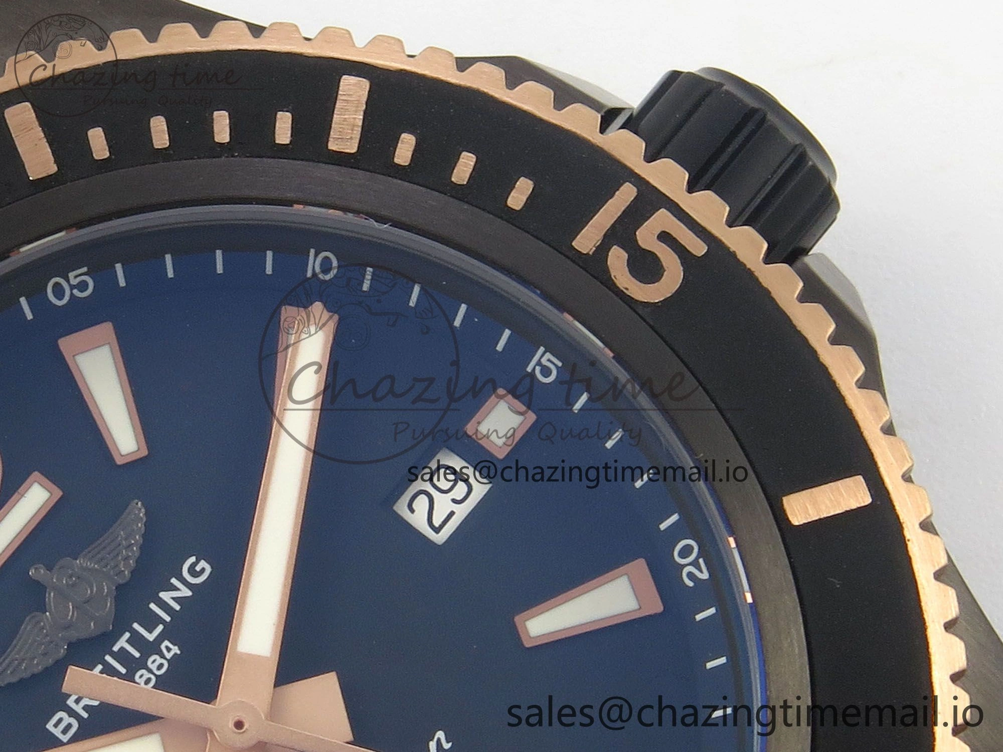 Superocean 46mm TF RG 1:1 Best Edition Black RG Dial Black Bezel on Black Rubber Strap A2824 V2