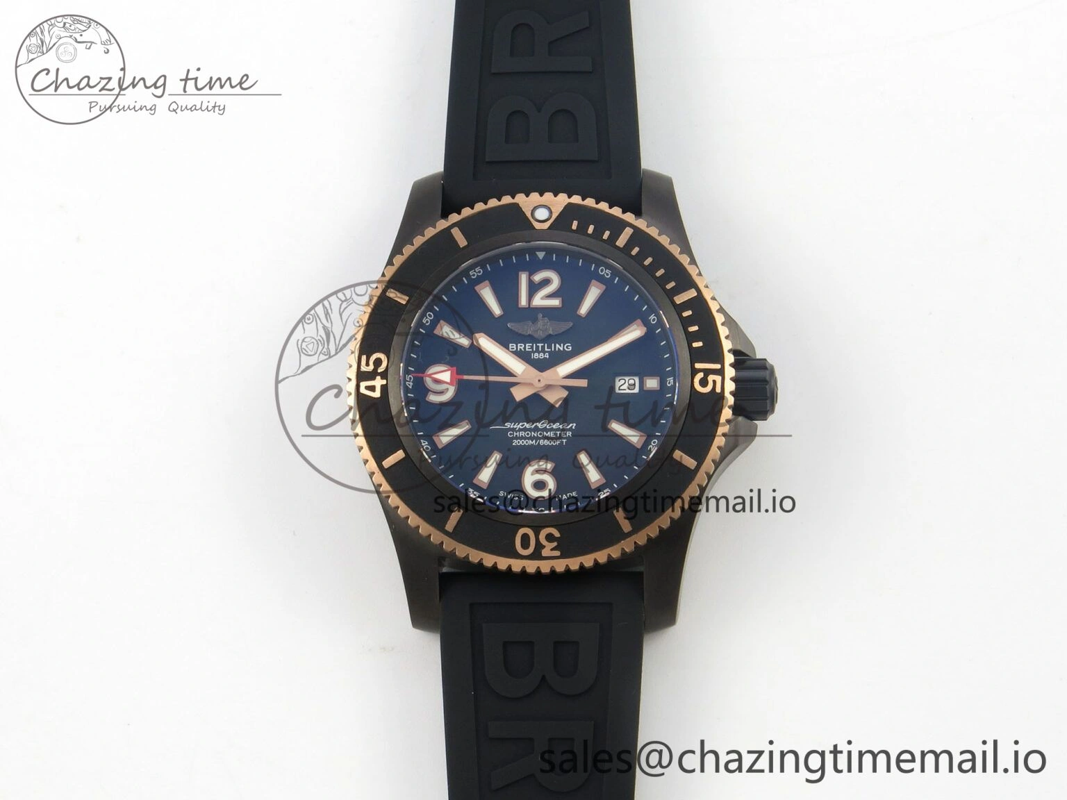 Superocean 46mm TF RG 1:1 Best Edition Black RG Dial Black Bezel on Black Rubber Strap A2824 V2