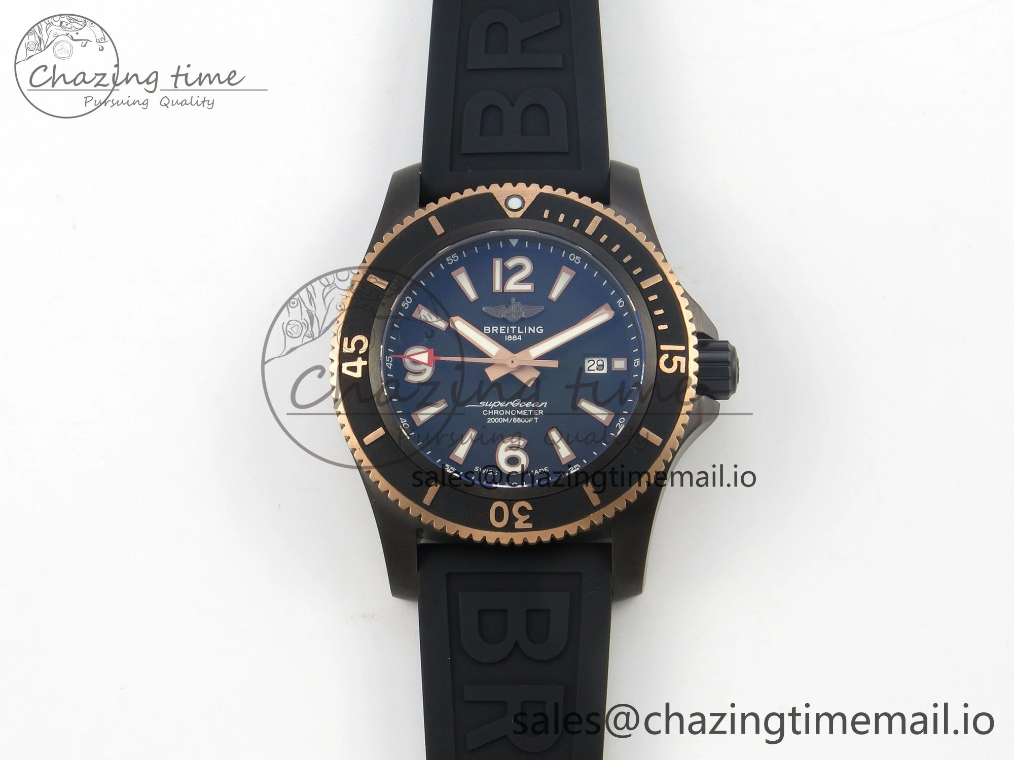 Superocean 46mm TF RG 1:1 Best Edition Black RG Dial Black Bezel on Black Rubber Strap A2824 V2