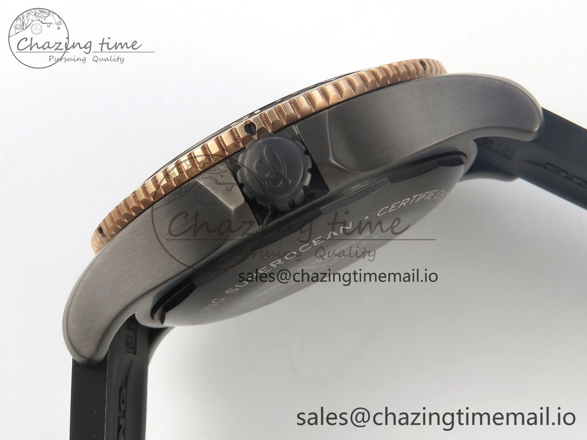 Superocean 46mm TF RG 1:1 Best Edition Black RG Dial Black Bezel on Black Rubber Strap A2824 V2