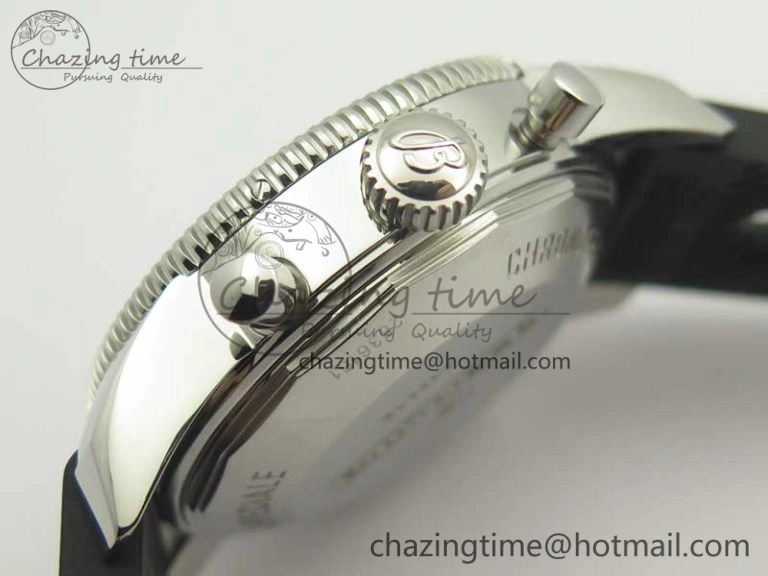 Superocean Heritage ii Chrono 46 SS OMF 1:1 Best Edition Black Bezel White Dial on Black Rubber Strap A7750
