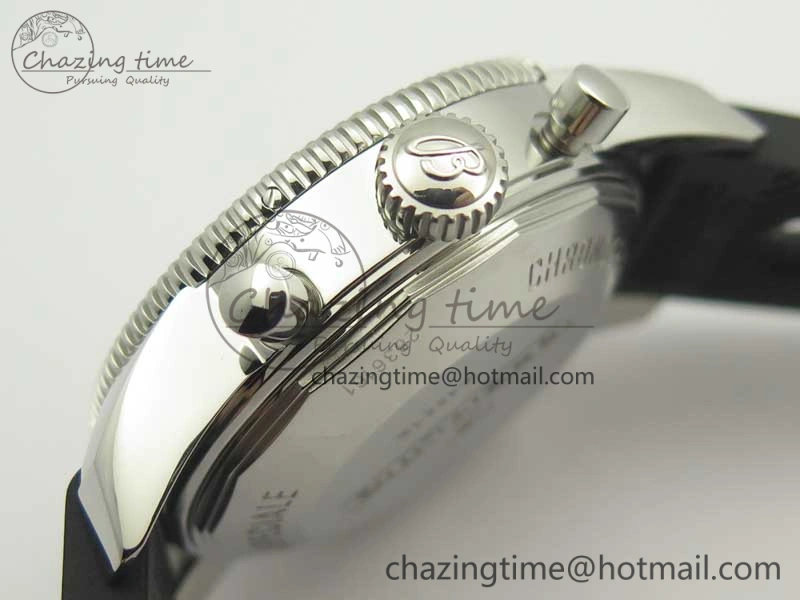 Superocean Heritage ii Chrono 46 SS OMF 1:1 Best Edition Black Bezel White Dial on Black Rubber Strap A7750
