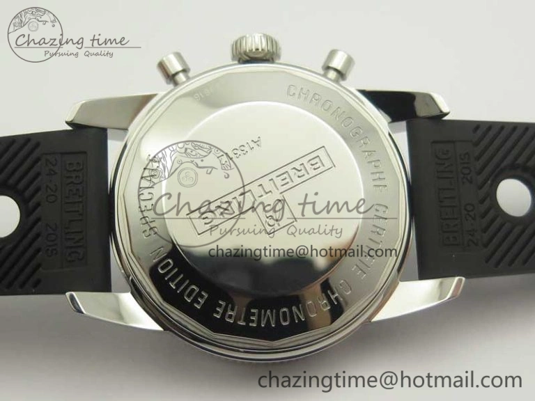Superocean Heritage ii Chrono 46 SS OMF 1:1 Best Edition Black Bezel White Dial on Black Rubber Strap A7750
