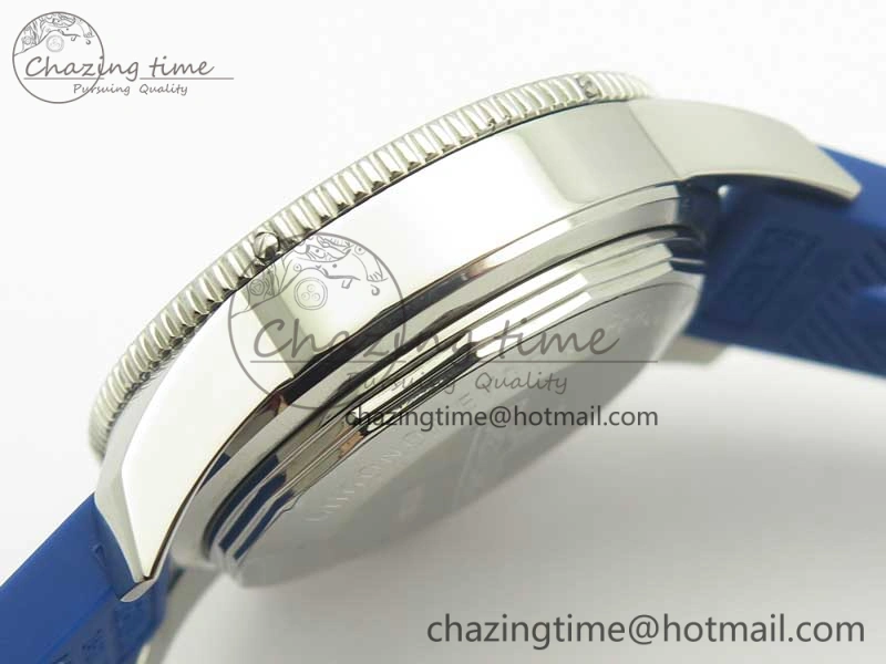 Superocean Heritage ii Chrono 46 SS OMF 1:1 Best Edition Blue Bezel Blue Dial on Blue Rubber Strap A7750