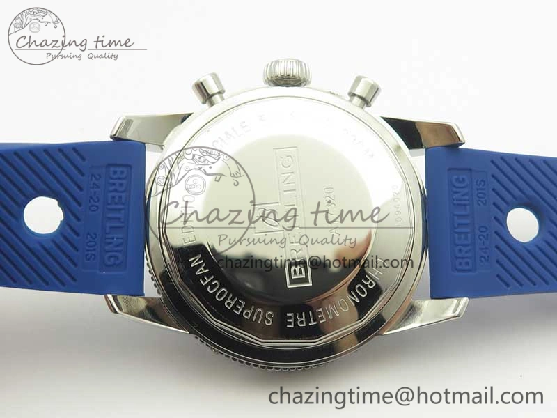 Superocean Heritage ii Chrono 46 SS OMF 1:1 Best Edition Blue Bezel Blue Dial on Blue Rubber Strap A7750