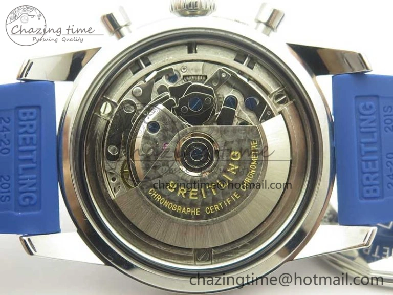 Superocean Heritage ii Chrono 46 SS OMF 1:1 Best Edition Blue Bezel Blue Dial on Blue Rubber Strap A7750