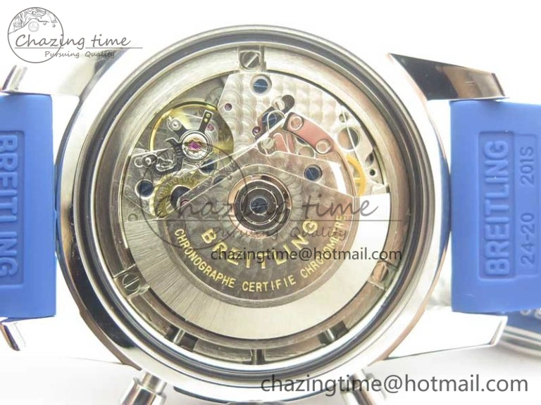 Superocean Heritage ii Chrono 46 SS OMF 1:1 Best Edition Blue Bezel Blue Dial on Blue Rubber Strap A7750
