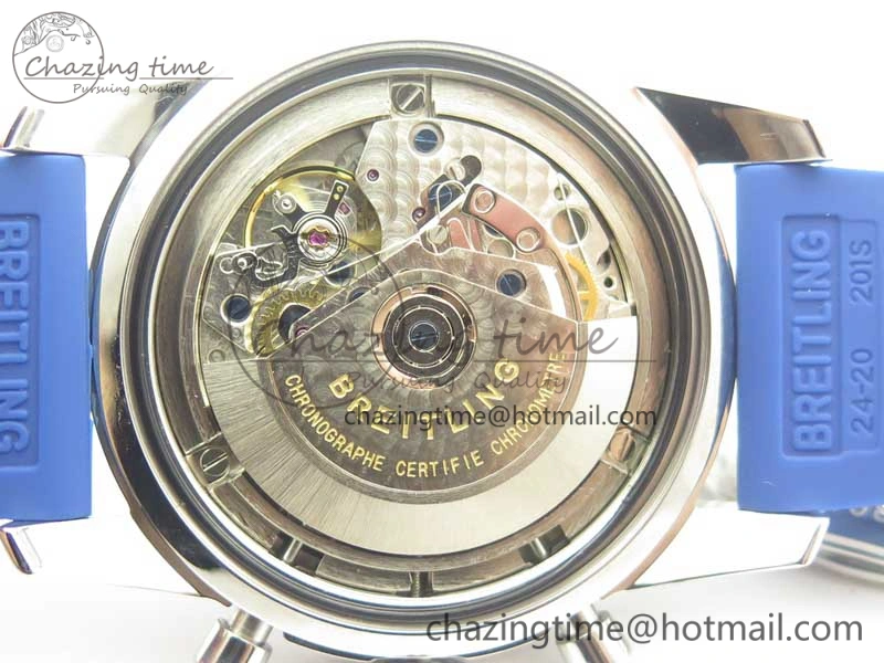 Superocean Heritage ii Chrono 46 SS OMF 1:1 Best Edition Blue Bezel Blue Dial on Blue Rubber Strap A7750