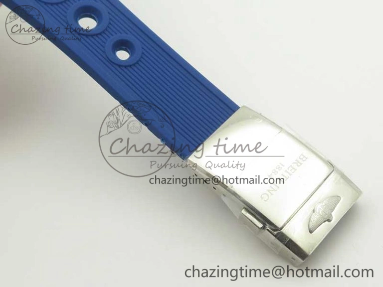 Superocean Heritage ii Chrono 46 SS OMF 1:1 Best Edition Blue Bezel Blue Dial on Blue Rubber Strap A7750