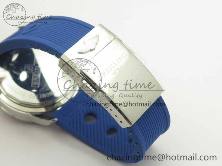 Superocean Heritage ii Chrono 46 SS OMF 1:1 Best Edition Blue Bezel Blue Dial on Blue Rubber Strap A7750