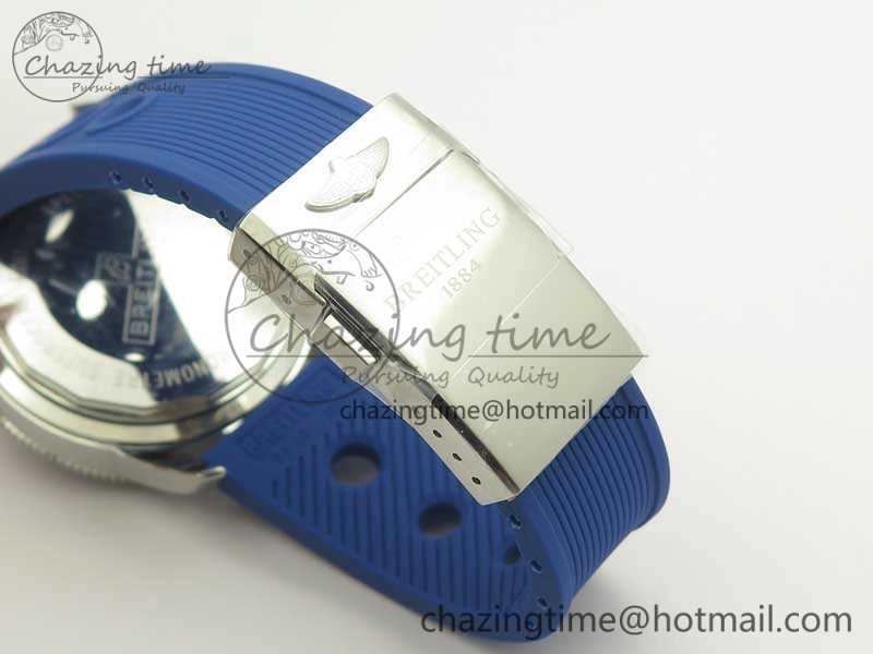 Superocean Heritage ii Chrono 46 SS OMF 1:1 Best Edition Blue Bezel Blue Dial on Blue Rubber Strap A7750