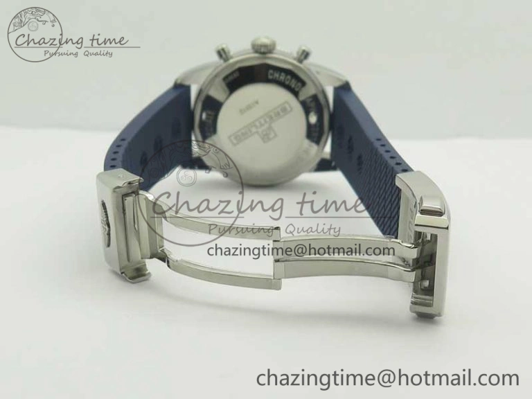 Superocean Heritage ii Chrono 46 SS OMF 1:1 Best Edition Blue Bezel White Dial on Blue Rubber Strap A7750