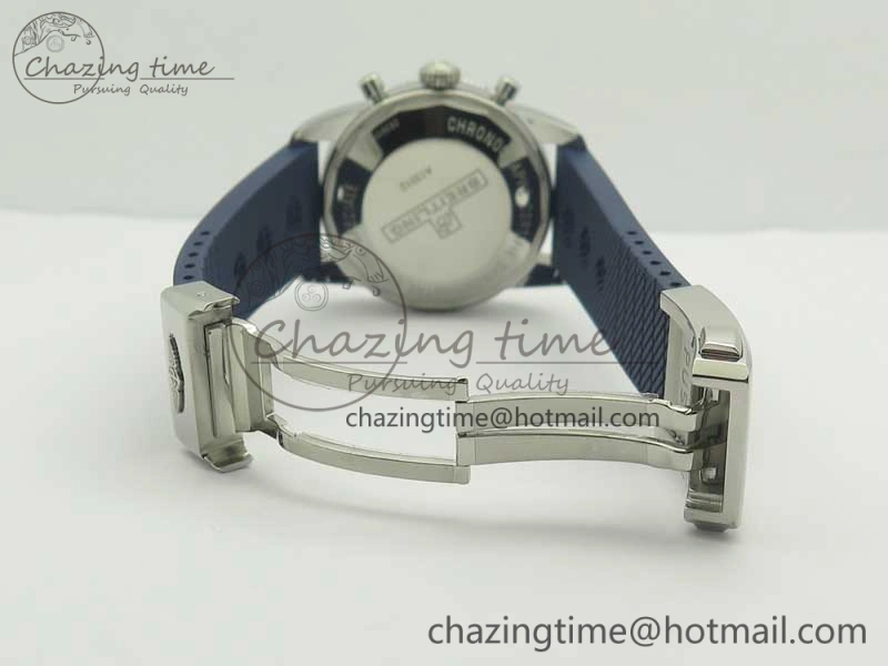 Superocean Heritage ii Chrono 46 SS OMF 1:1 Best Edition Blue Bezel White Dial on Blue Rubber Strap A7750
